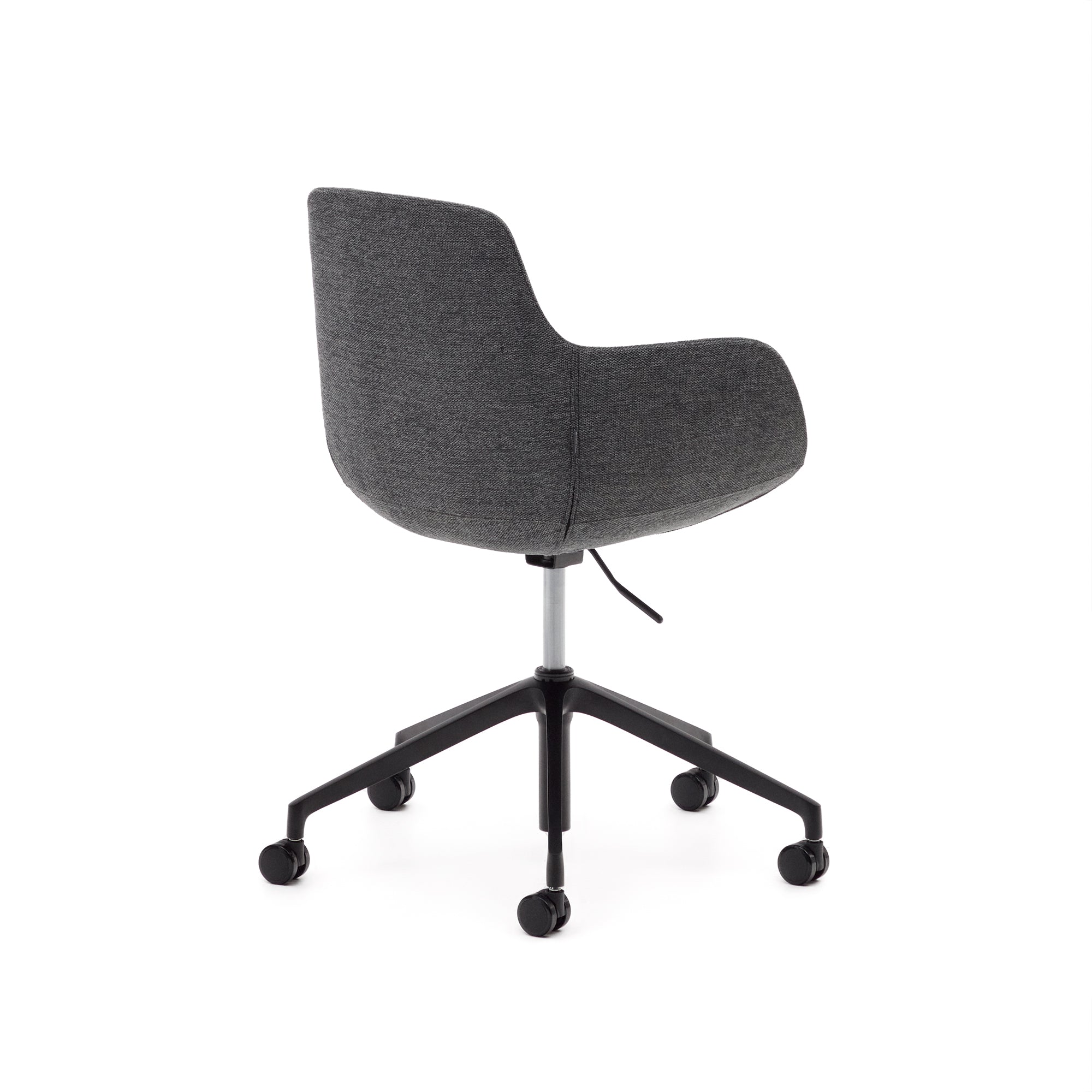 Tissiana dark grey and aluminium desk chair with matt black finish - Product Image