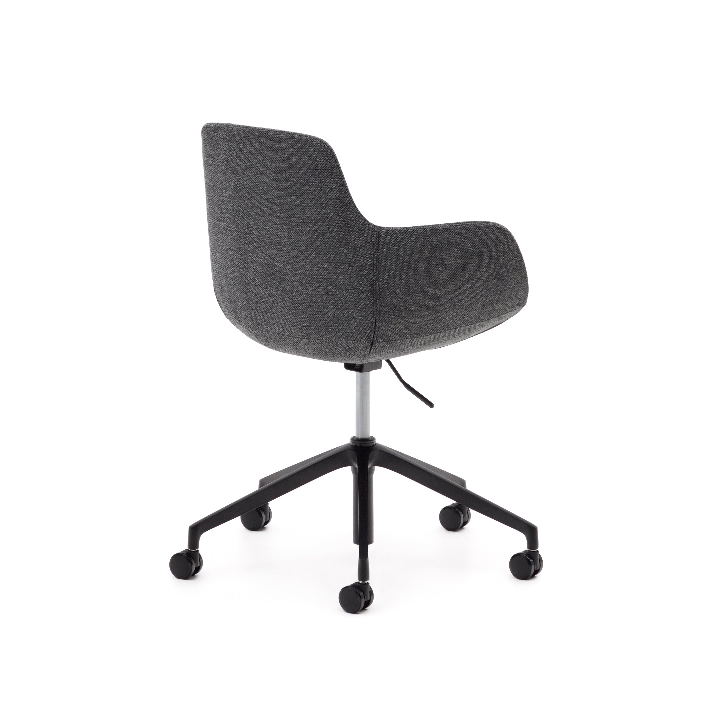 Tissiana dark grey and aluminium desk chair with matt black finish - Product Image