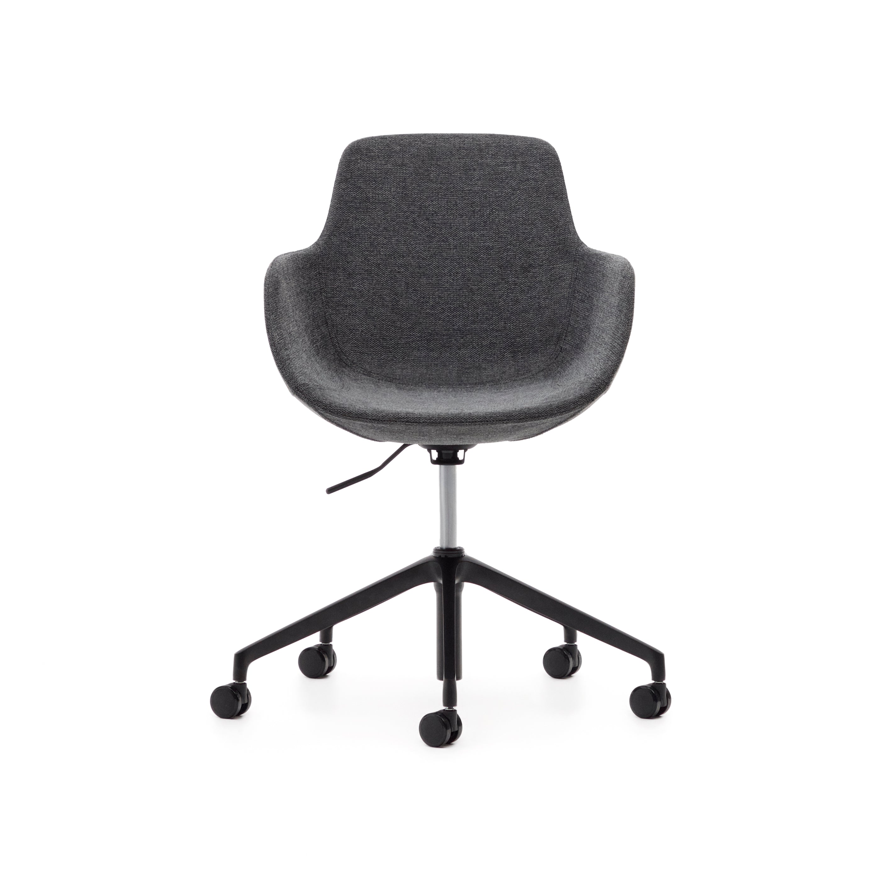 Tissiana dark grey and aluminium desk chair with matt black finish - Product Image