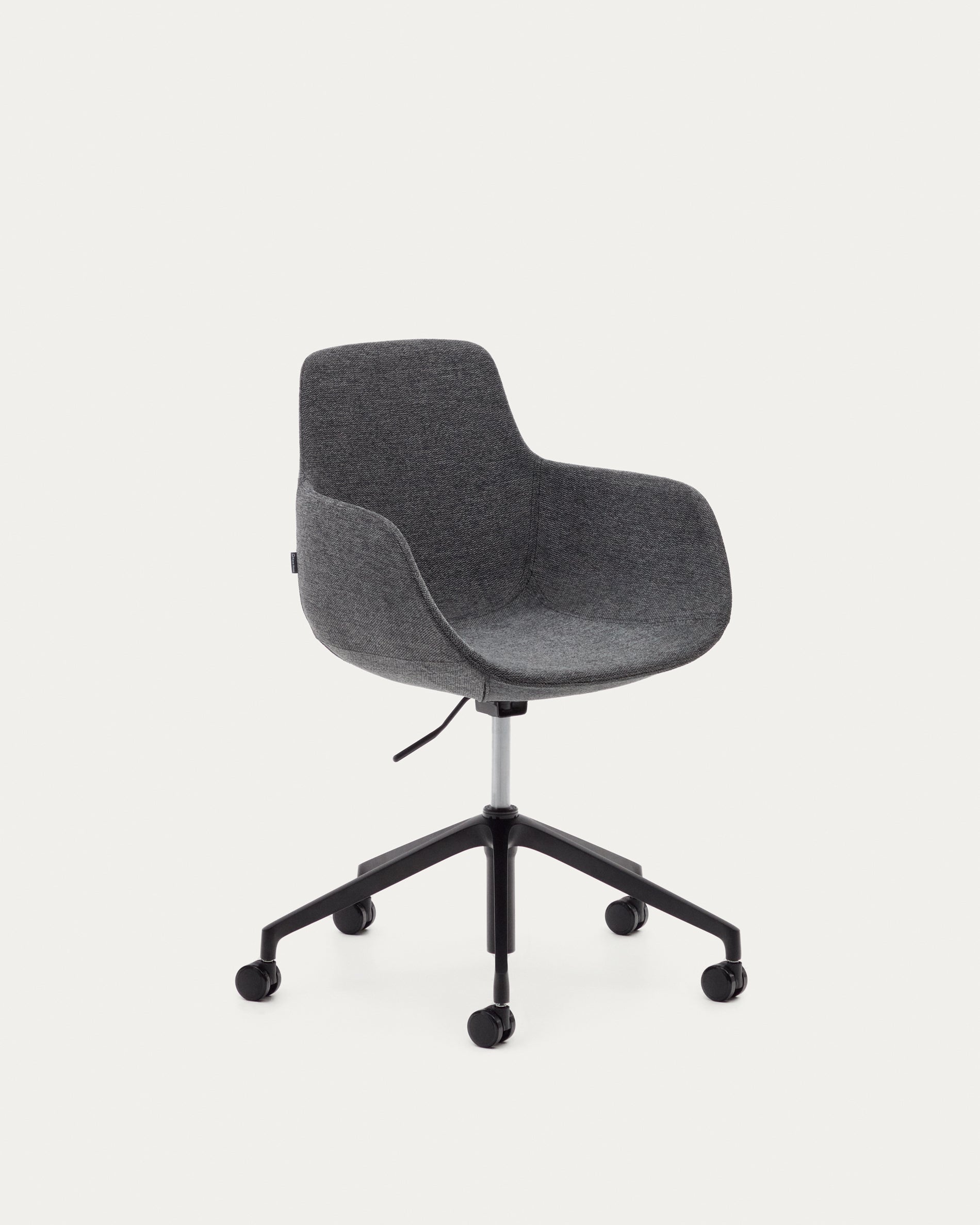 Tissiana dark grey and aluminium desk chair with matt black finish - Product View