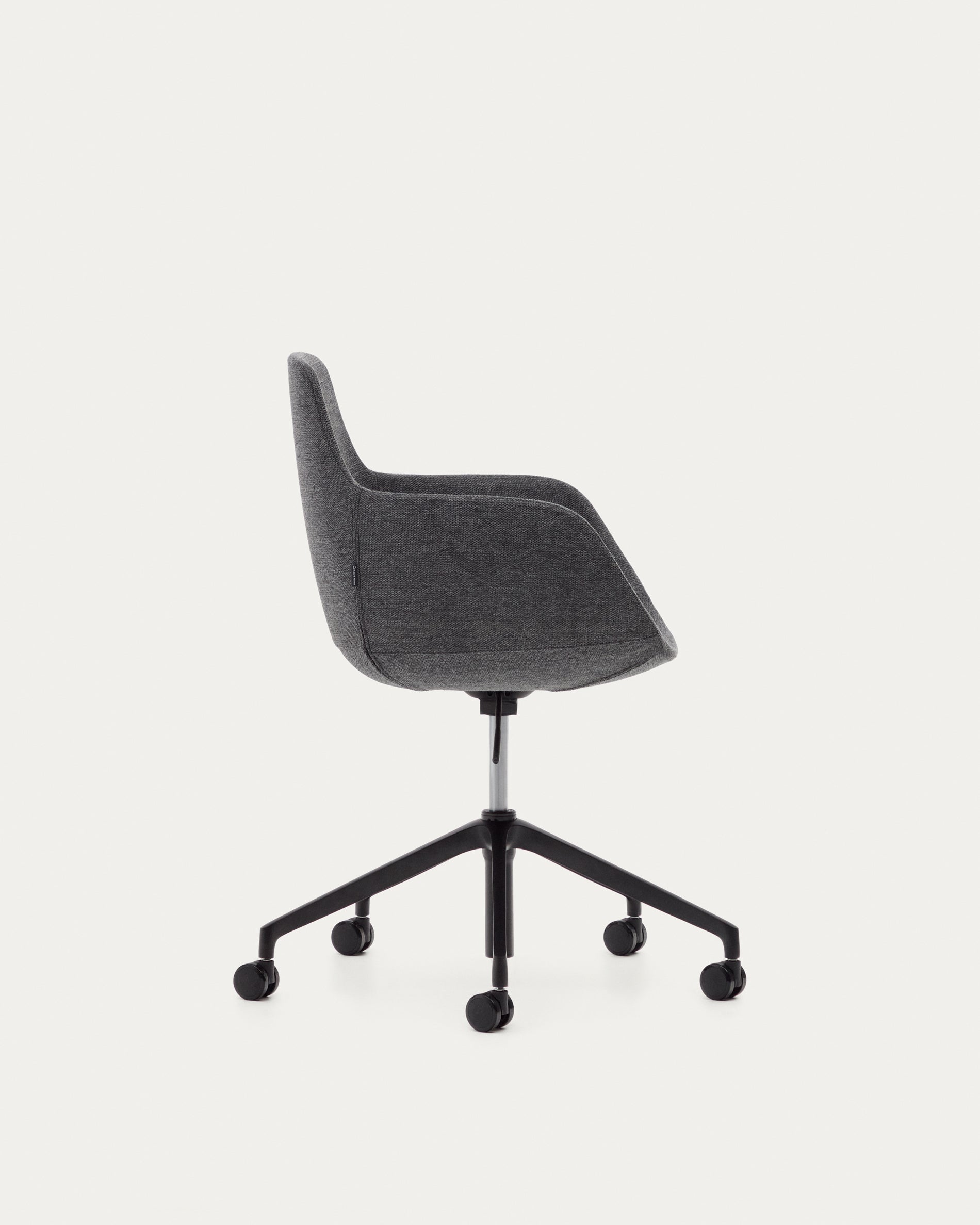 Tissiana dark grey and aluminium desk chair with matt black finish - Product View