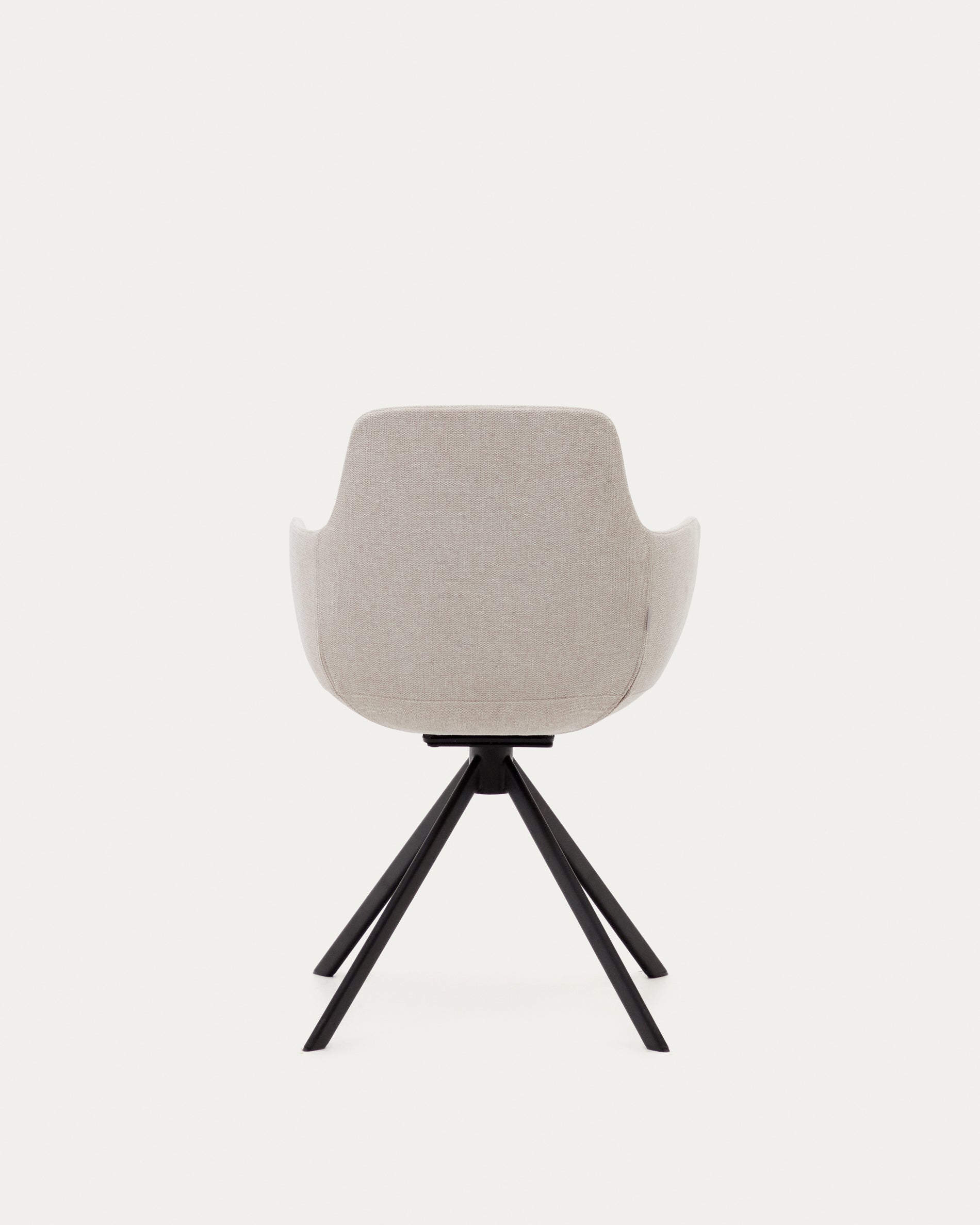 Tissiana self-centring swivel chair in beige chenille and matte black aluminium - Product View