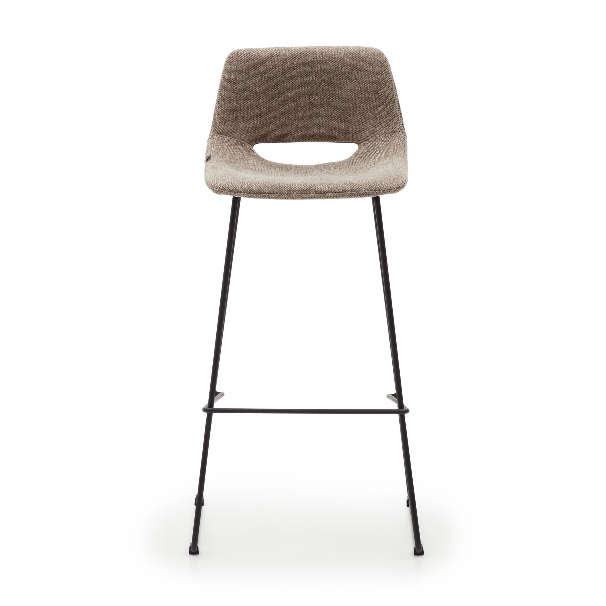 Zahara bar stool in brown with steel legs in black finish, height 76 cm - Product Image