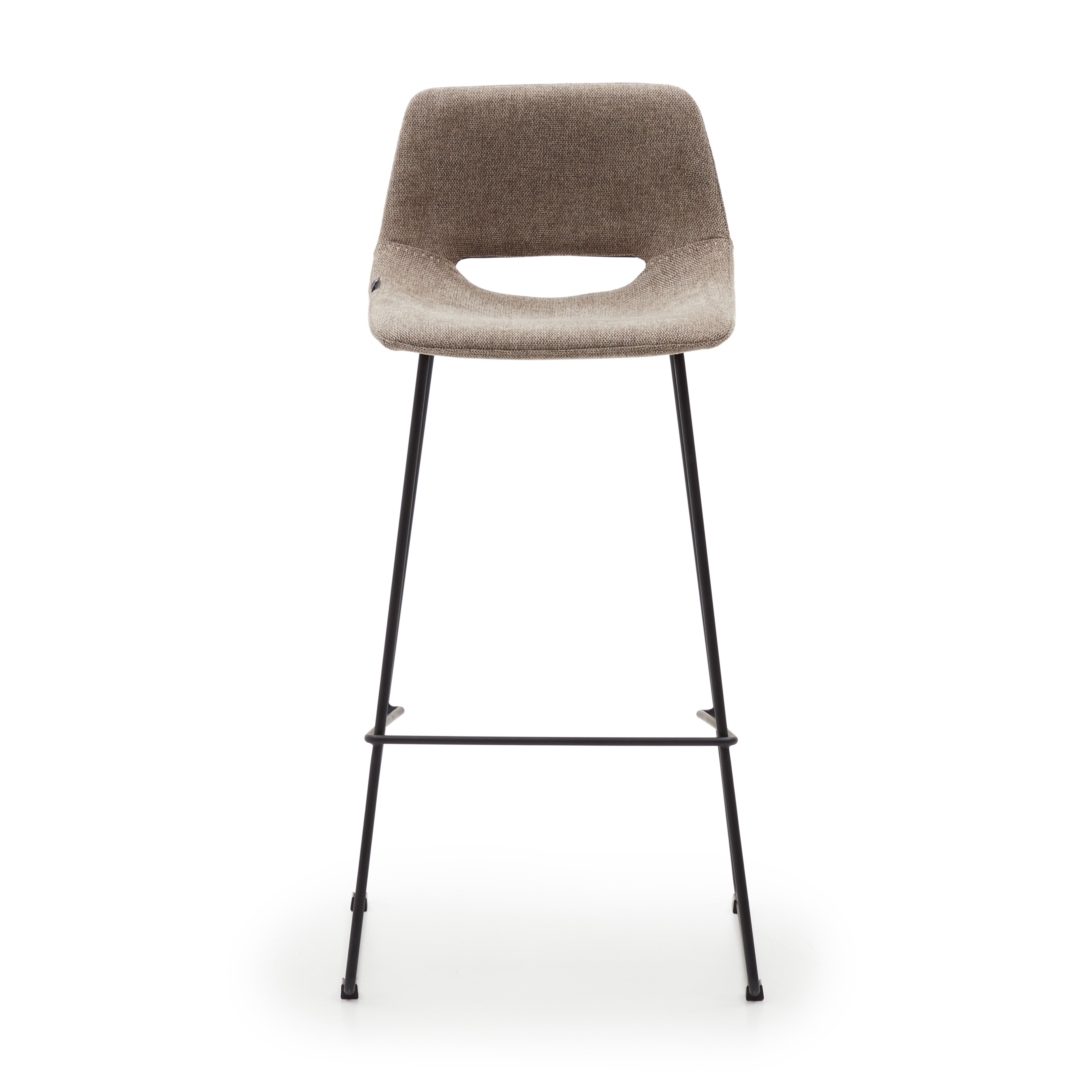 Zahara bar stool in brown with steel legs in black finish, height 76 cm - Product Image