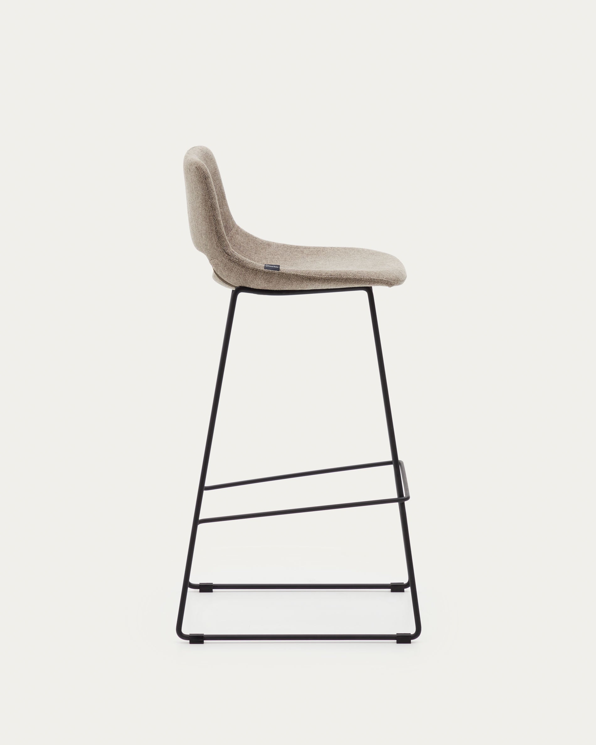 Zahara bar stool in brown with steel legs in black finish, height 76 cm - Product View