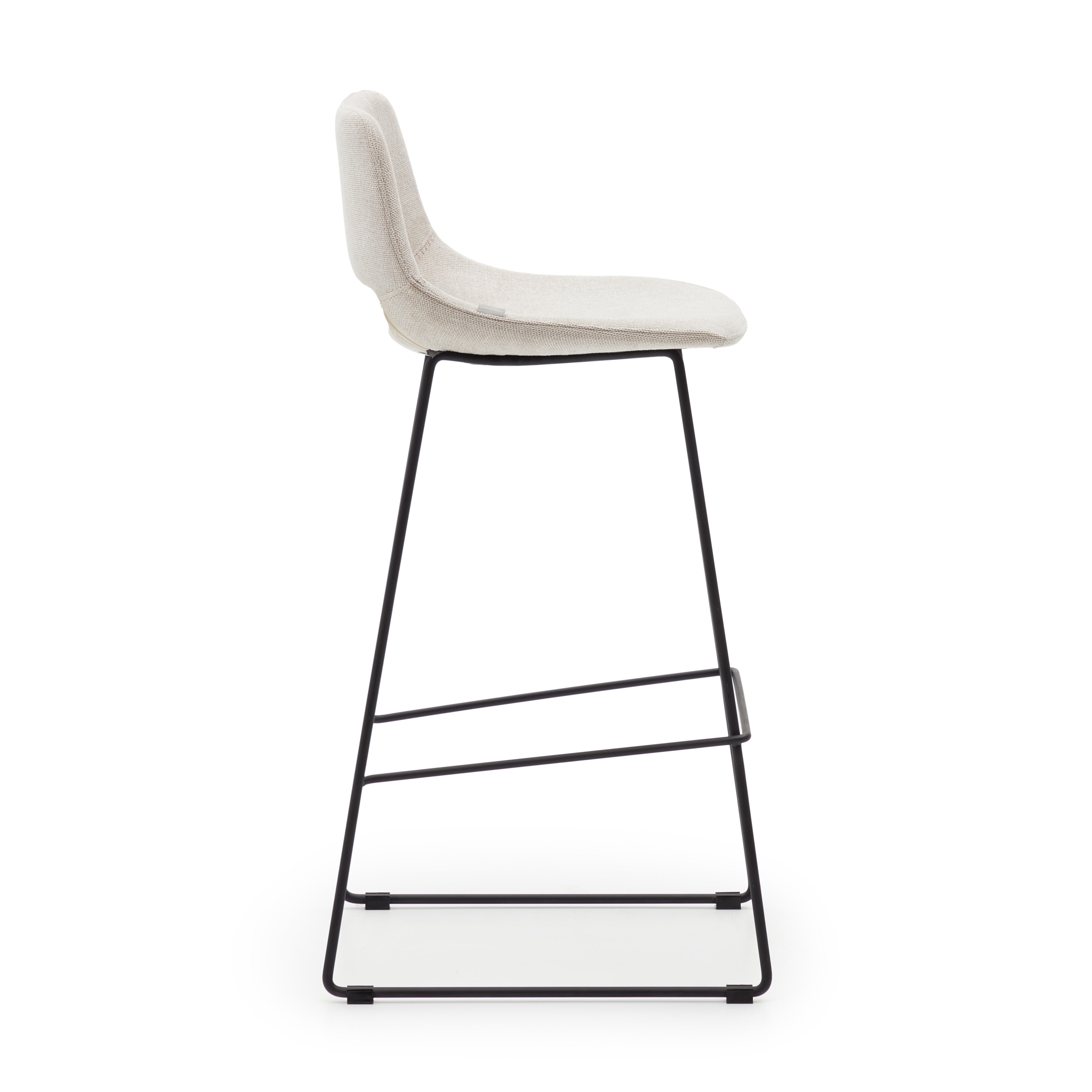 Zahara beige stool with steel in a black finish, height 76 cm - Product Image