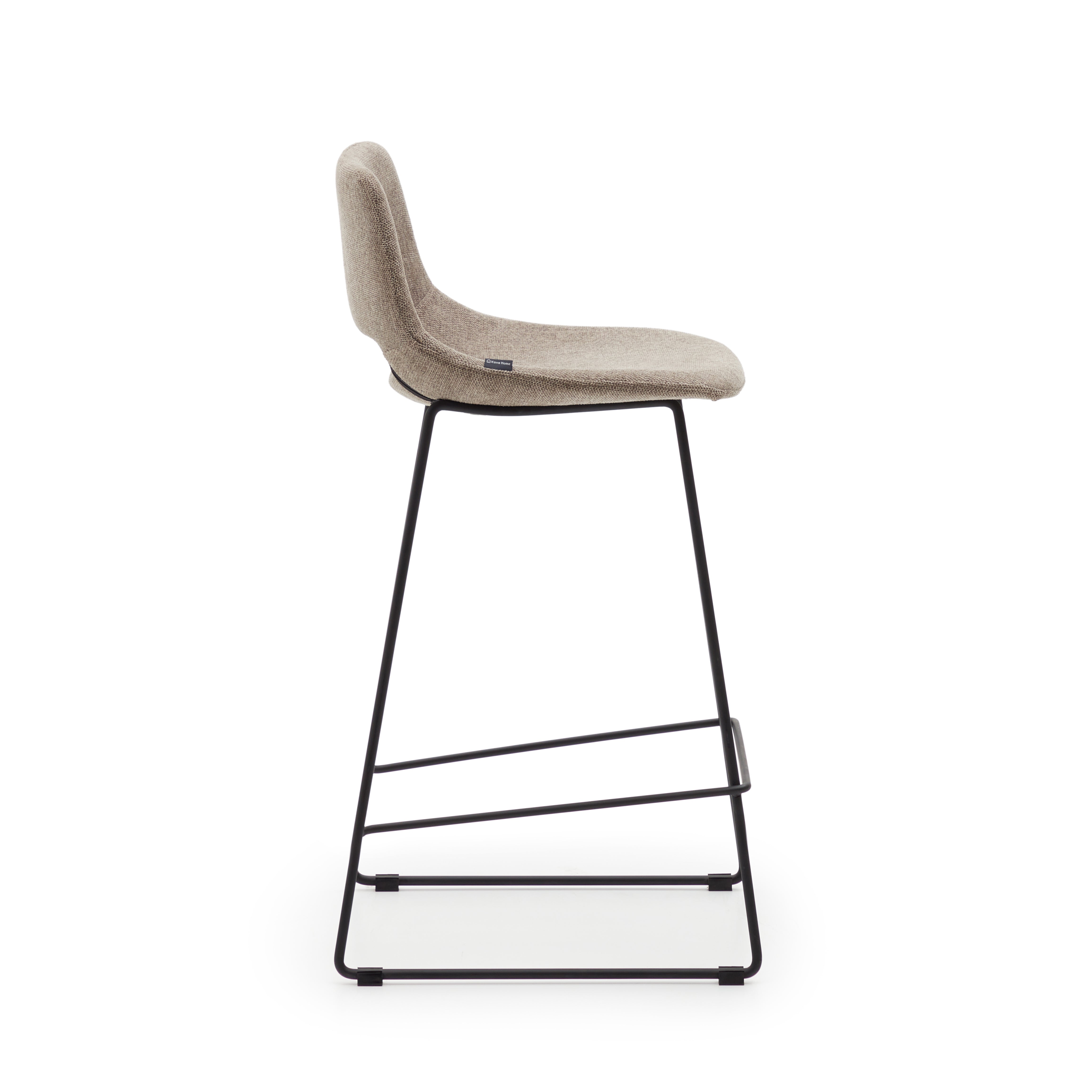 Zahara bar stool in brown with steel legs in black finish, height 65 cm - Product Image