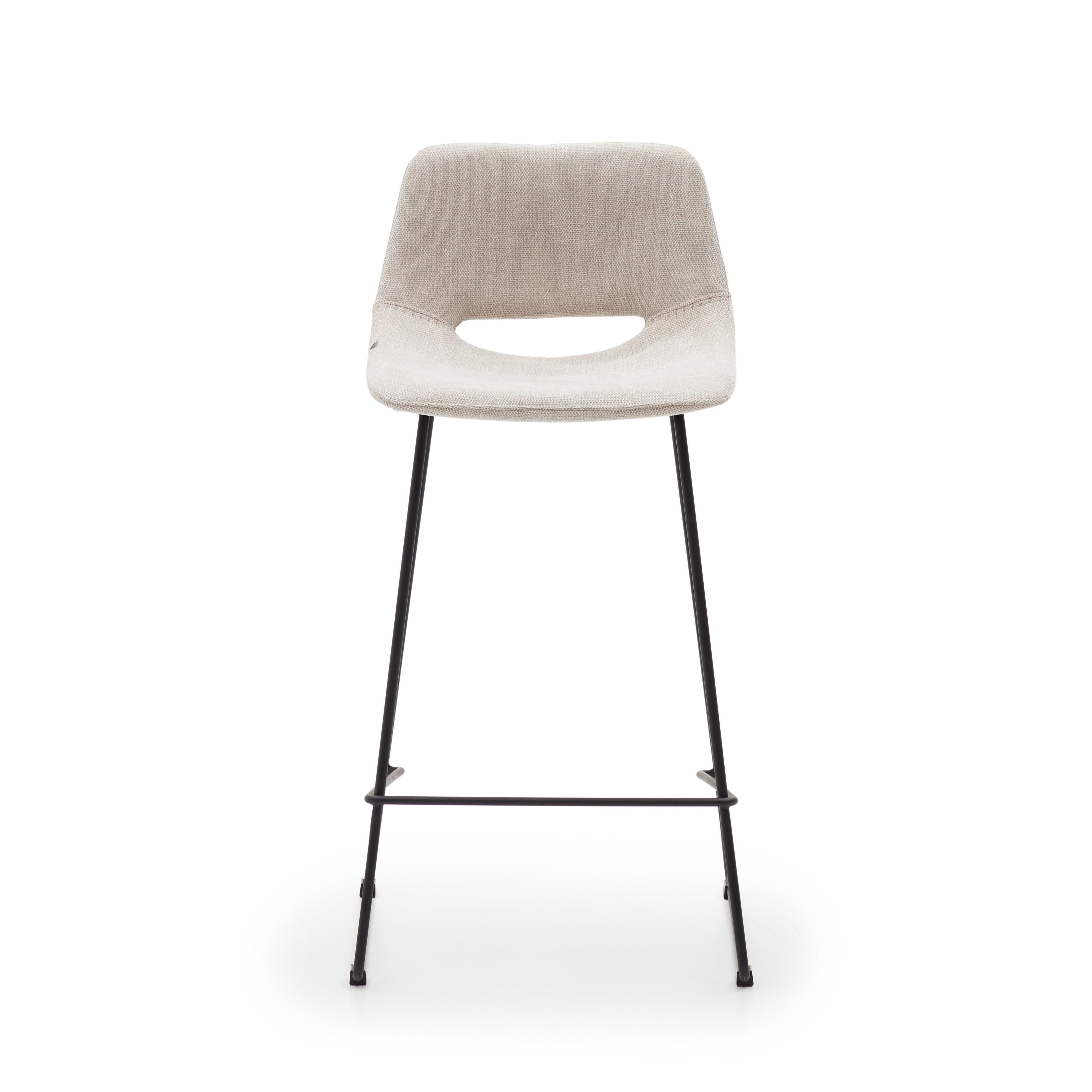 Zahara beige stool with steel in a black finish, height 65 cm - Product Image