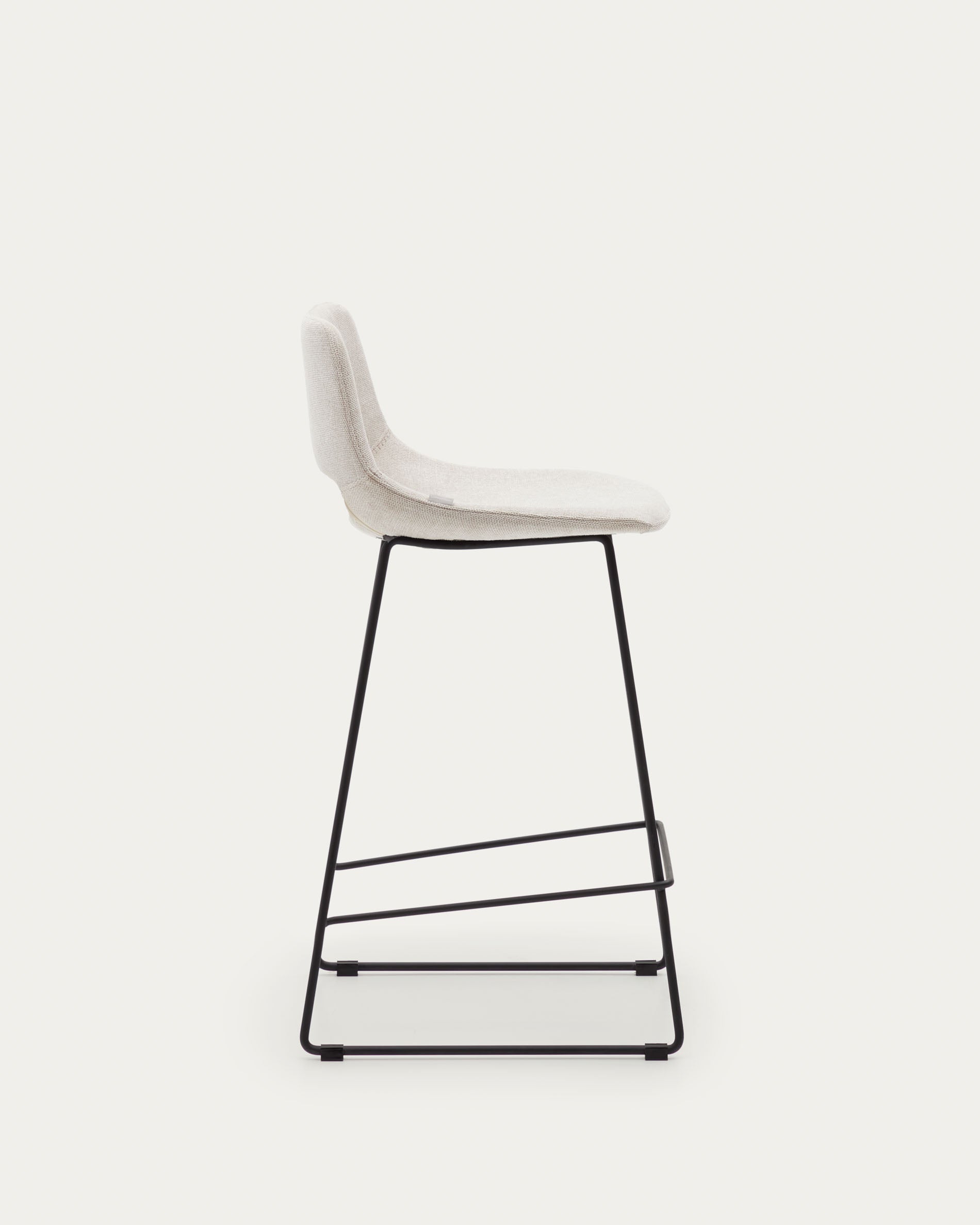 Zahara beige stool with steel in a black finish, height 65 cm - Product View