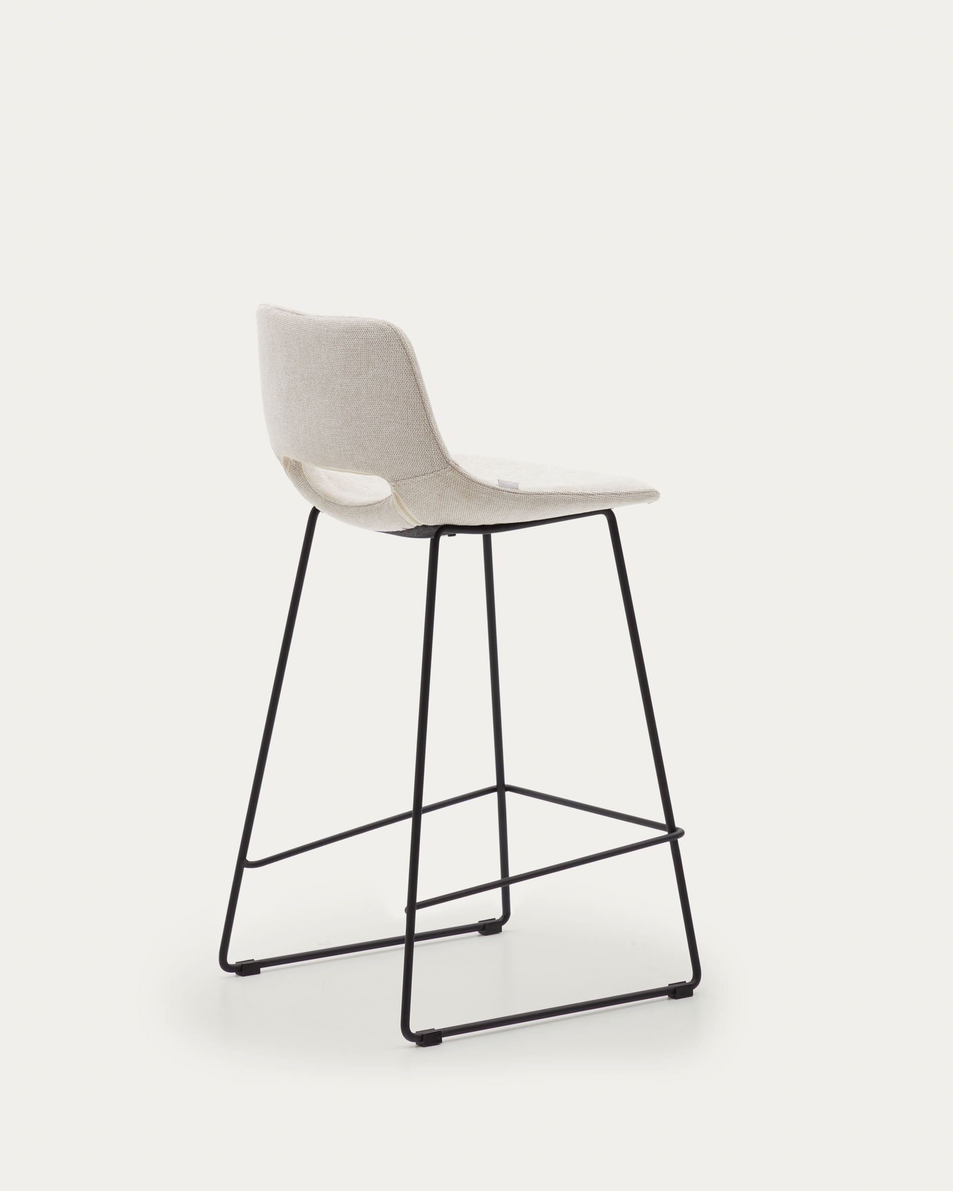 Zahara beige stool with steel in a black finish, height 65 cm - Product View