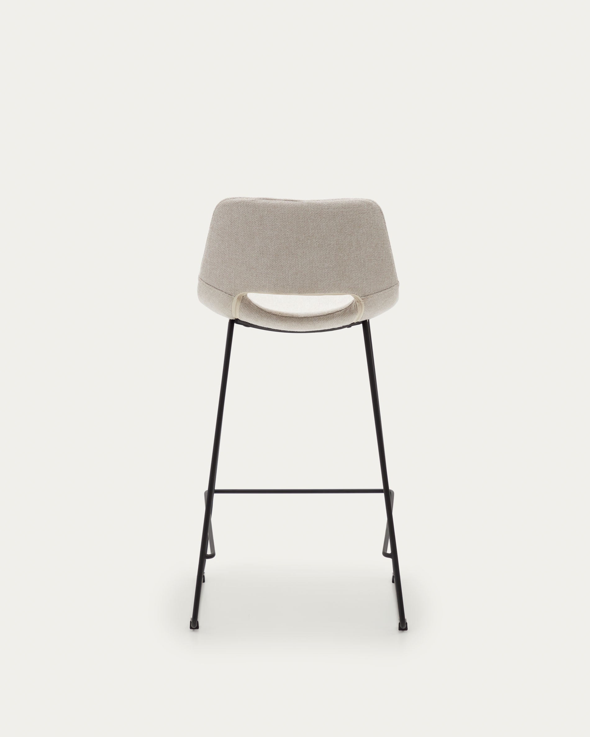 Zahara beige stool with steel in a black finish, height 65 cm - Product View
