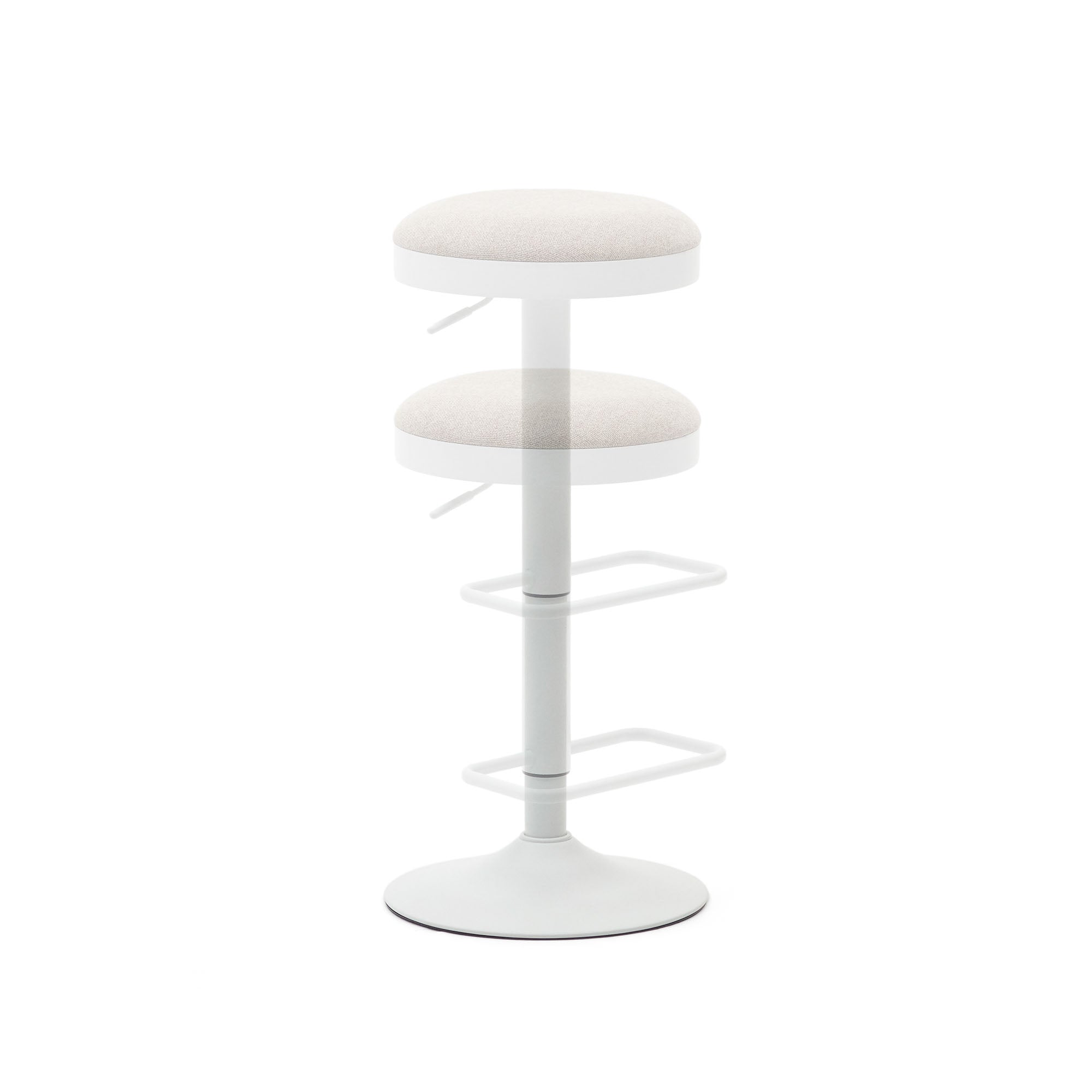Zaib stool in beige chenille and matt white steel height 63-84 cm FSC 100% - Product Image