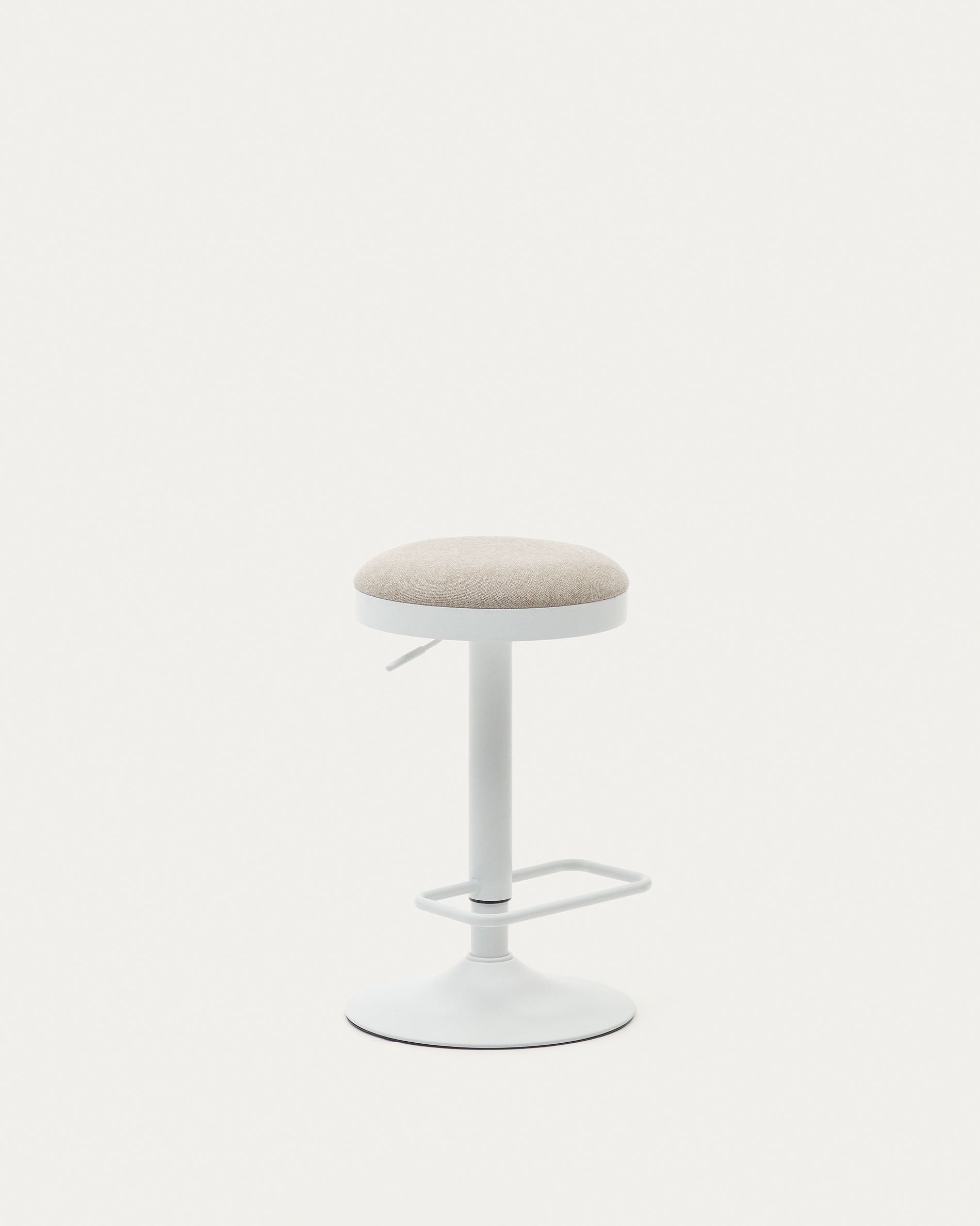 Zaib stool in beige chenille and matt white steel height 63-84 cm FSC 100% - Product View