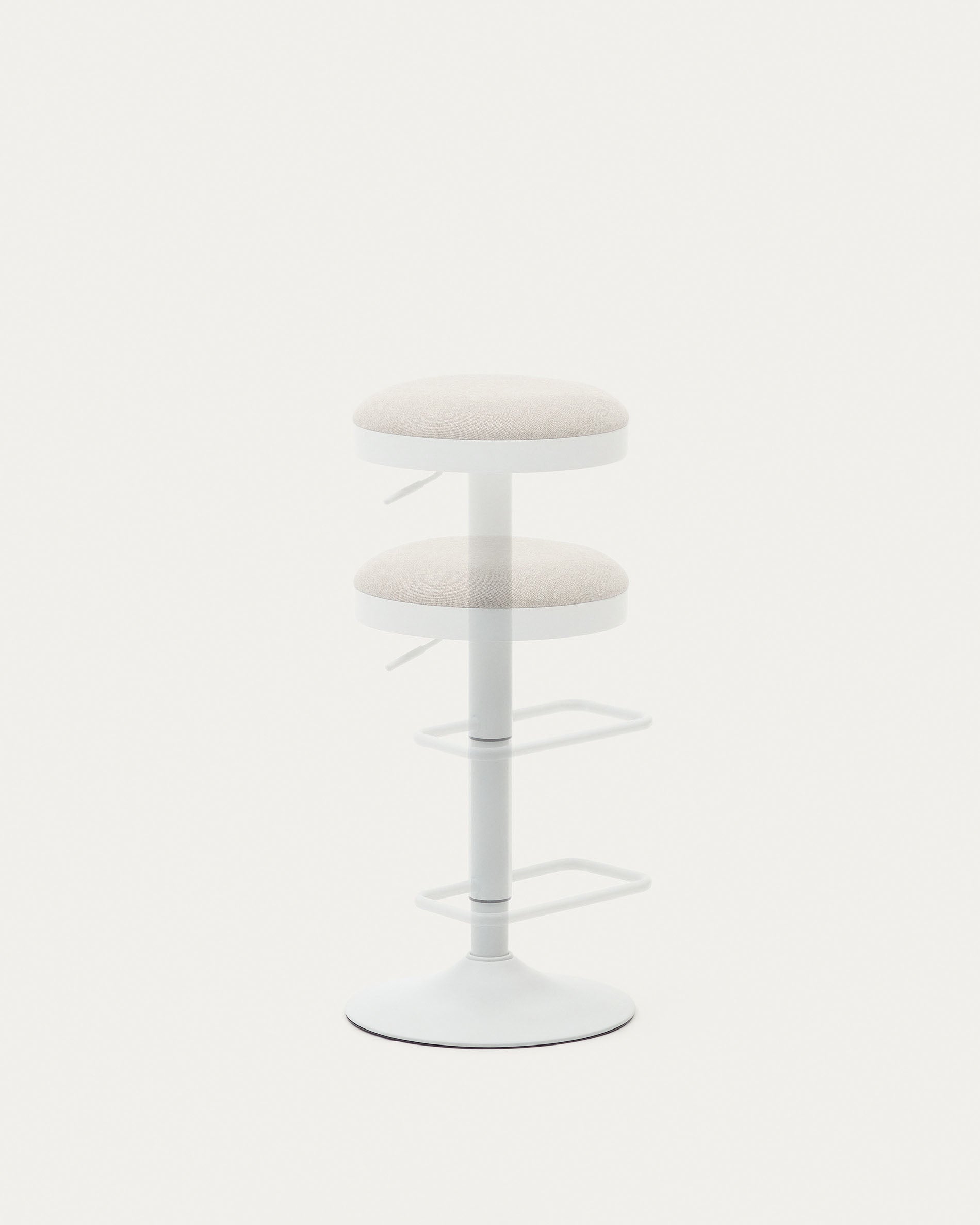 Zaib stool in beige chenille and matt white steel height 63-84 cm FSC 100% - Product View