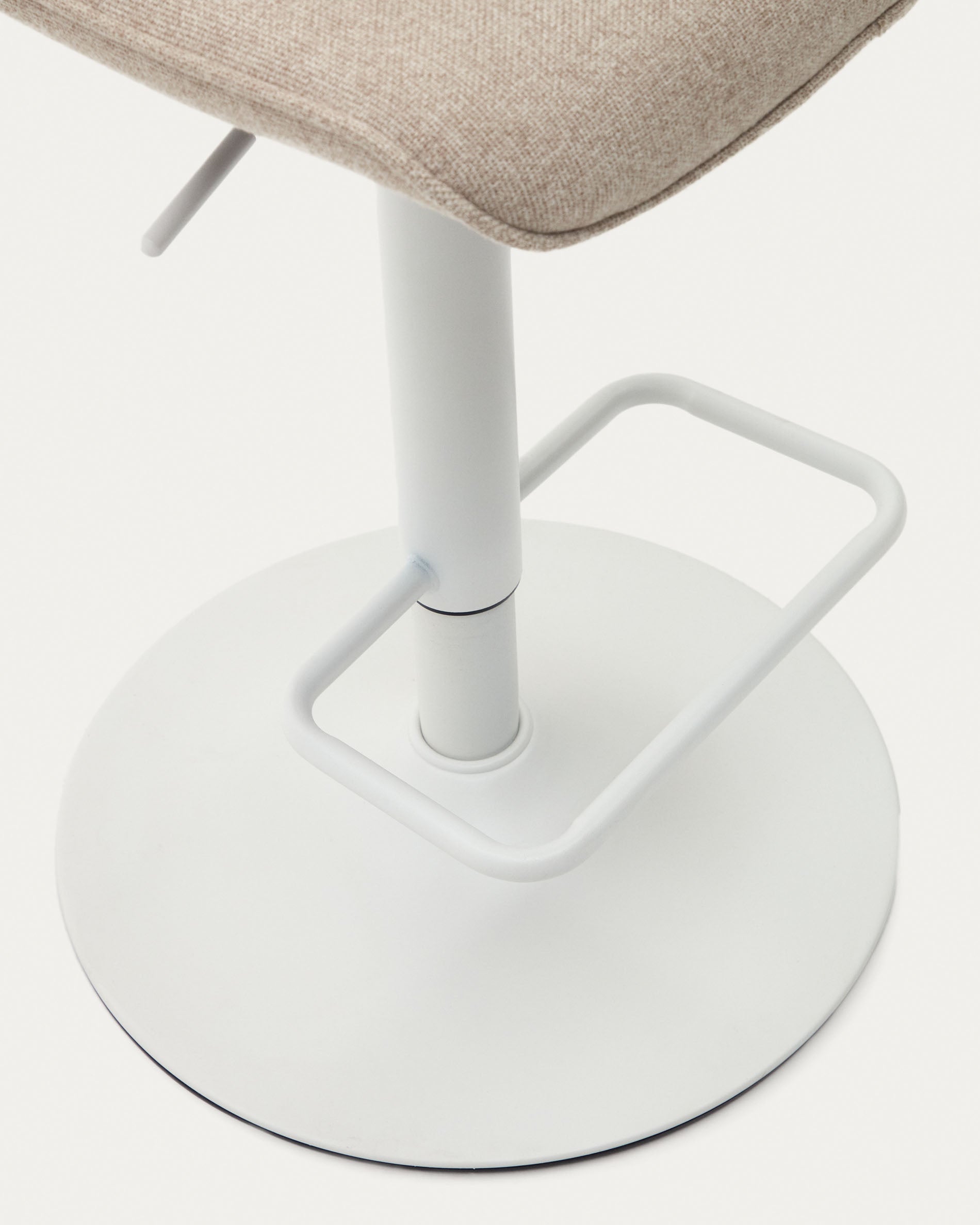 Zenda stool in beige chenille and matt white steel 81-102 cm FSC 100% - Detail