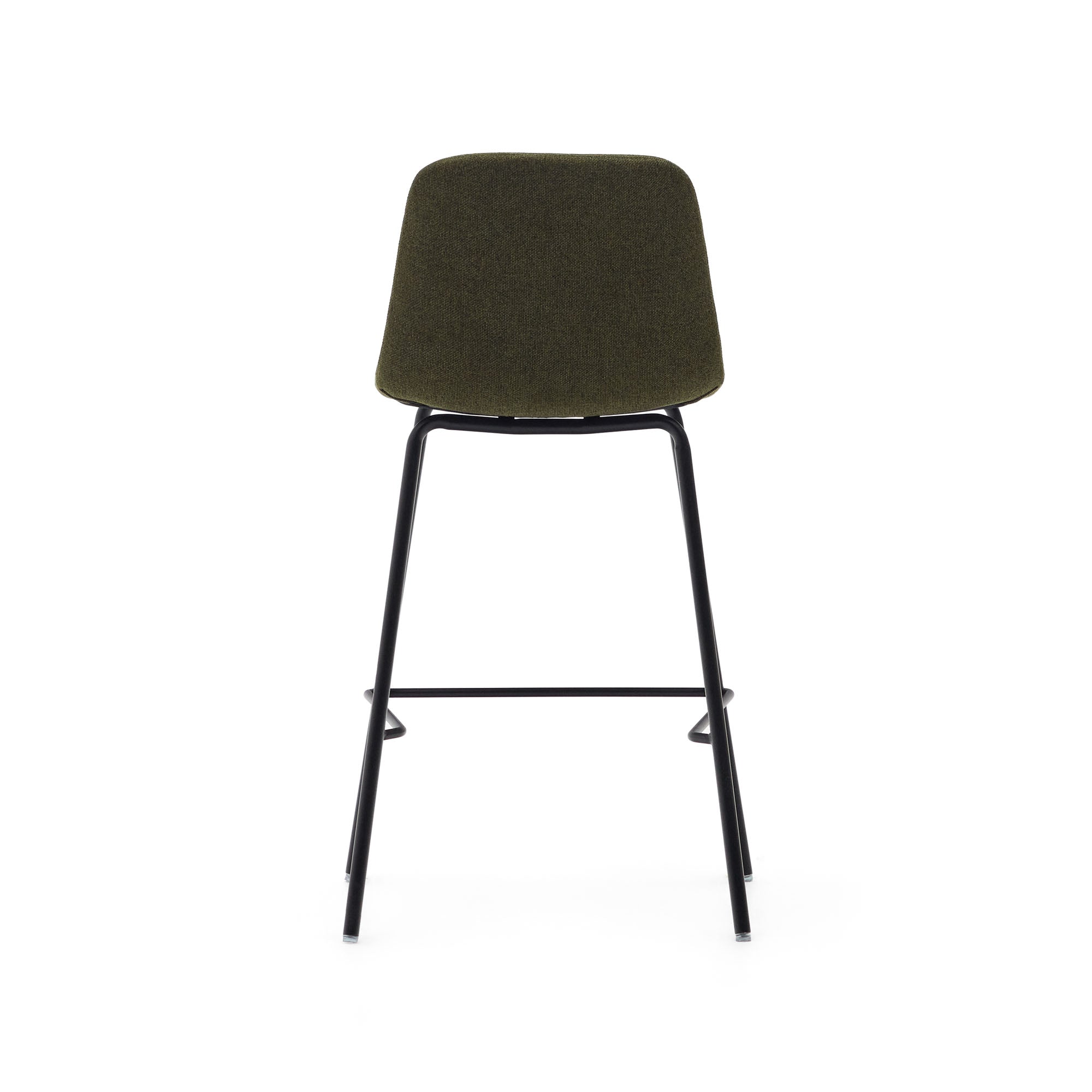 Zunilda stool in dark green and steel chenille with matt black finish height 65 cm FSC 100% - Product Image