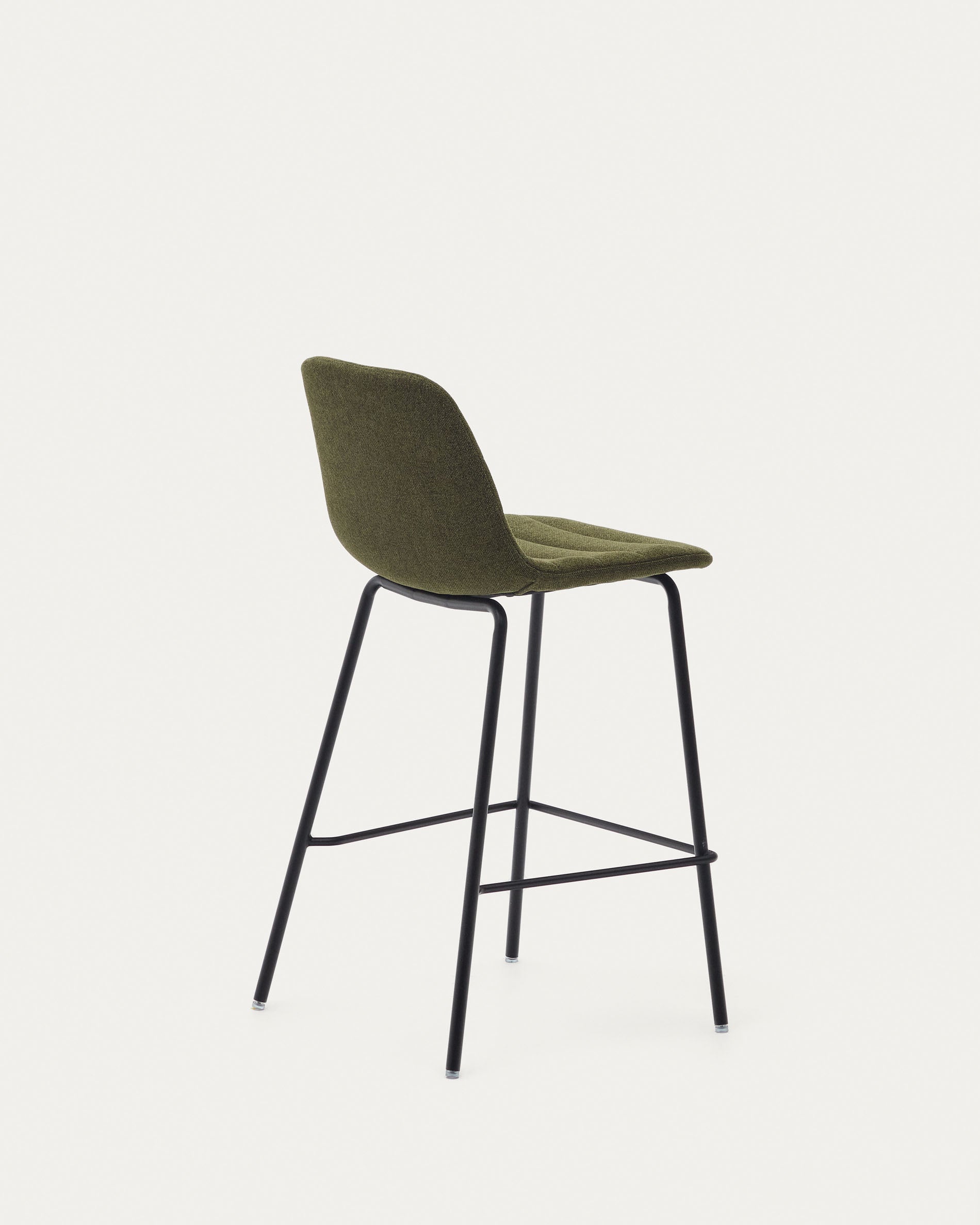Zunilda stool in dark green and steel chenille with matt black finish height 65 cm FSC 100% - Product View