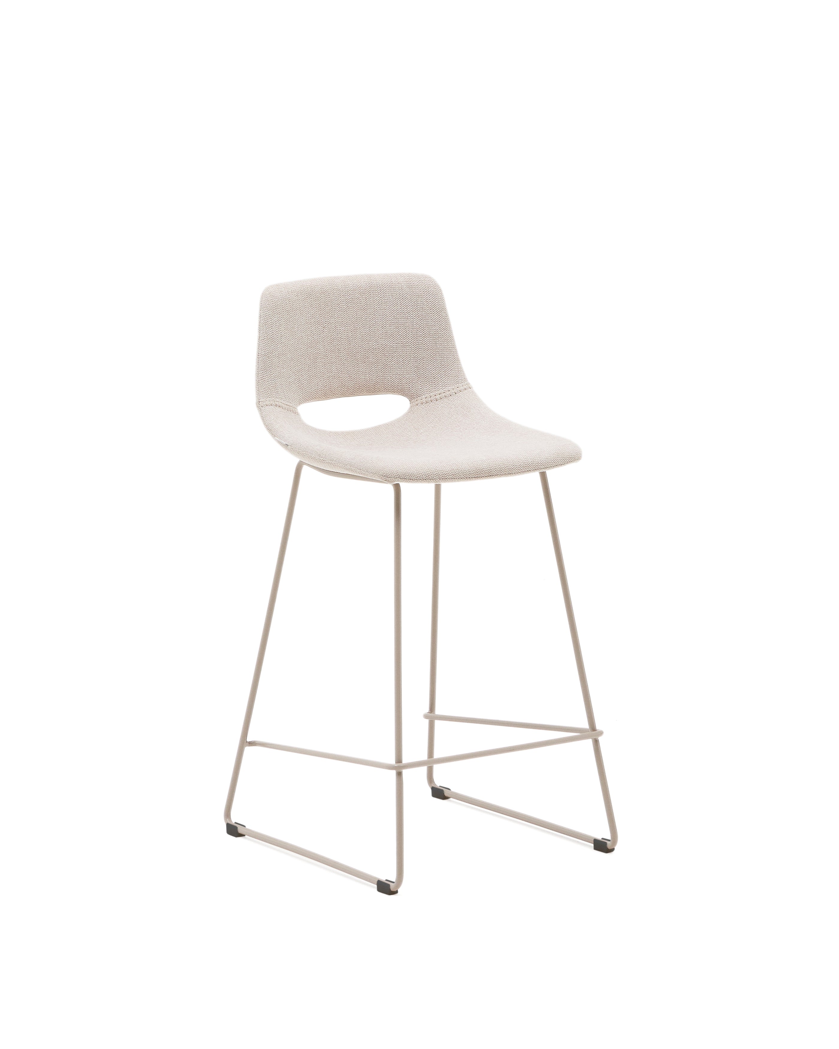 Zahara beige stool with steel in a beige finish, height 65 cm - Product Image