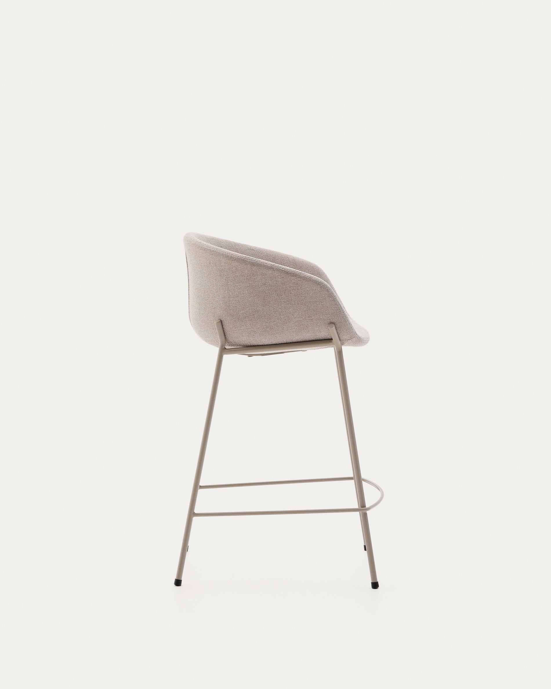 Yvette stool in beige chenille and steel legs in a beige finish, 65 cm high - Product View
