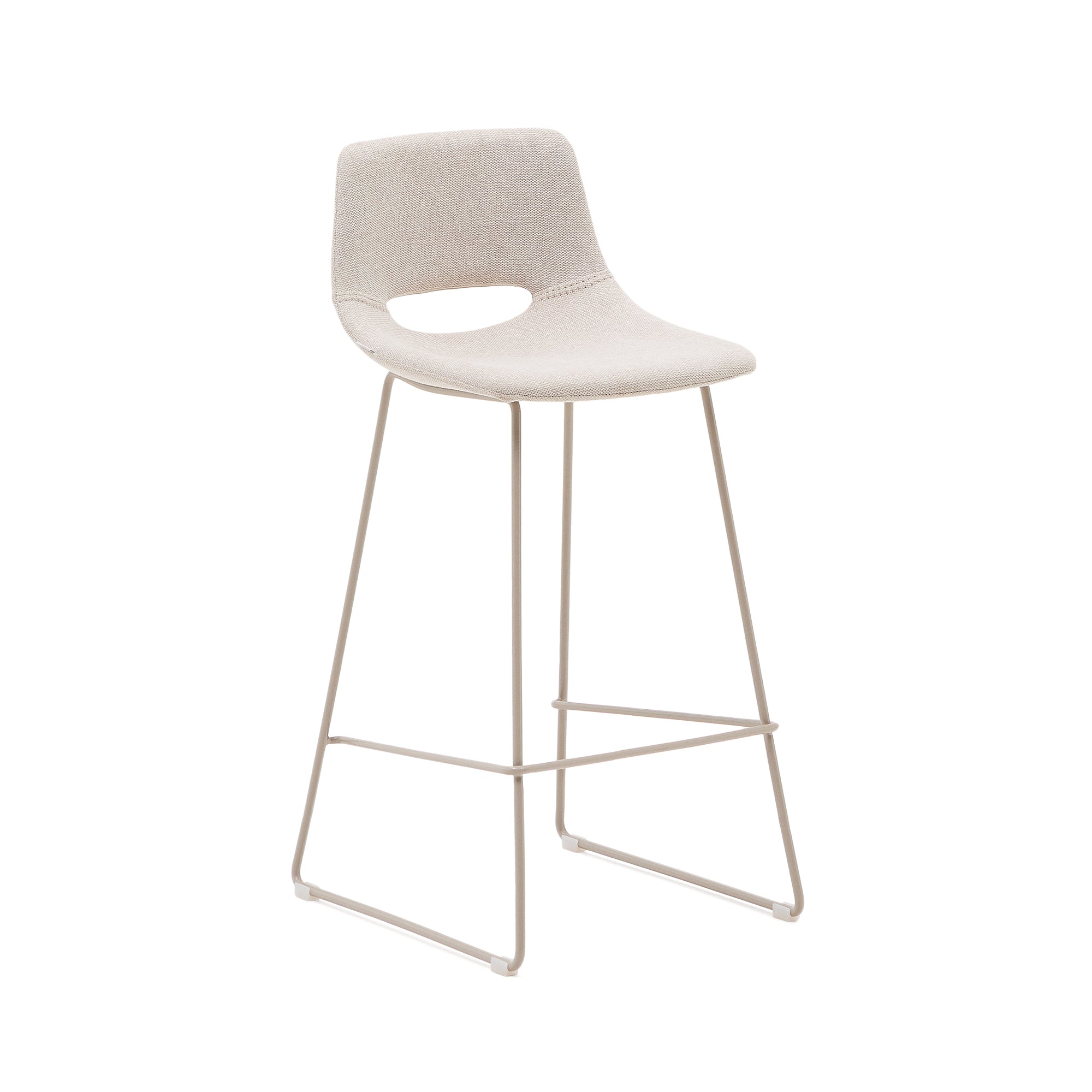 Zahara beige stool with steel in a beige finish, height 76 cm - Product Image