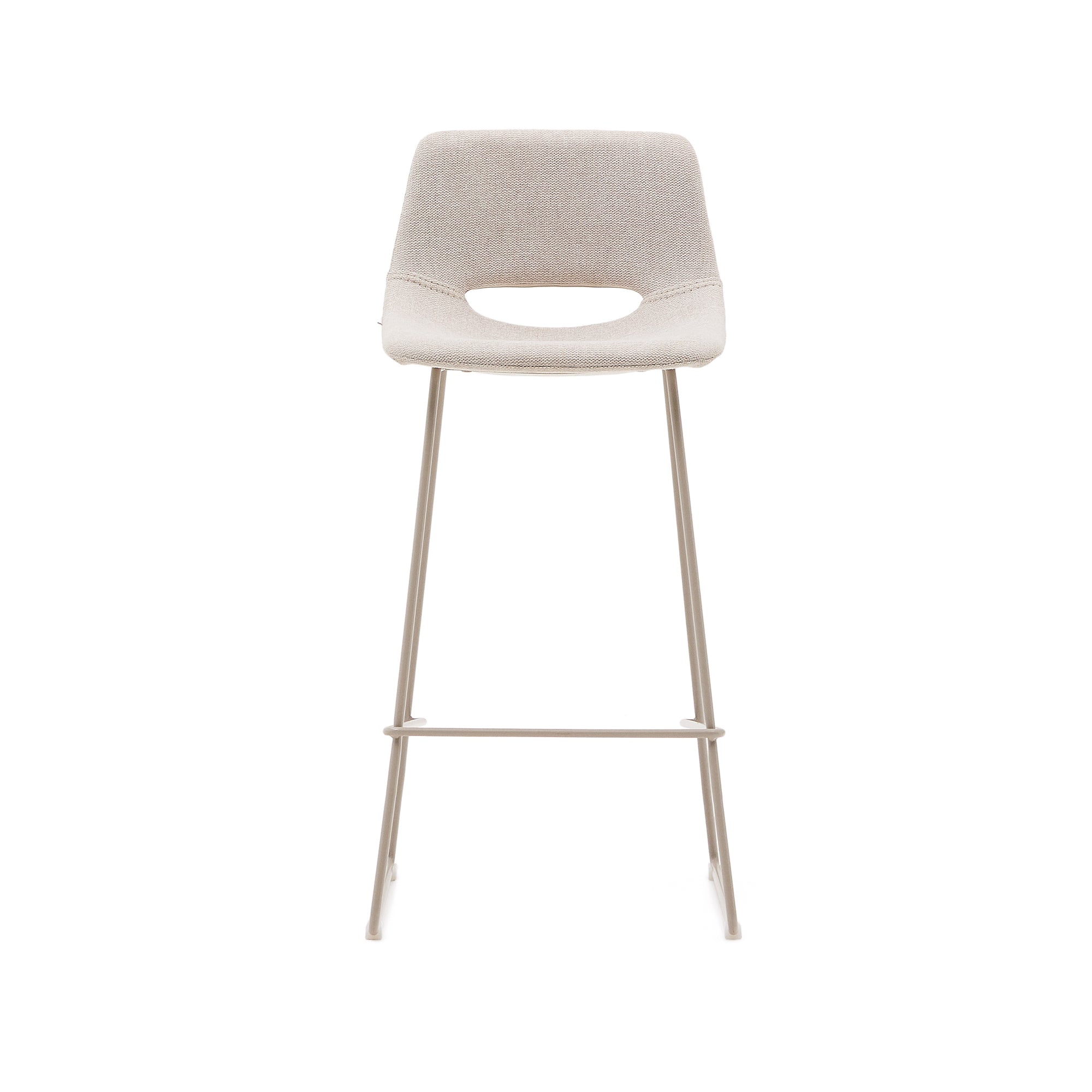 Zahara beige stool with steel in a beige finish, height 76 cm - Product Image