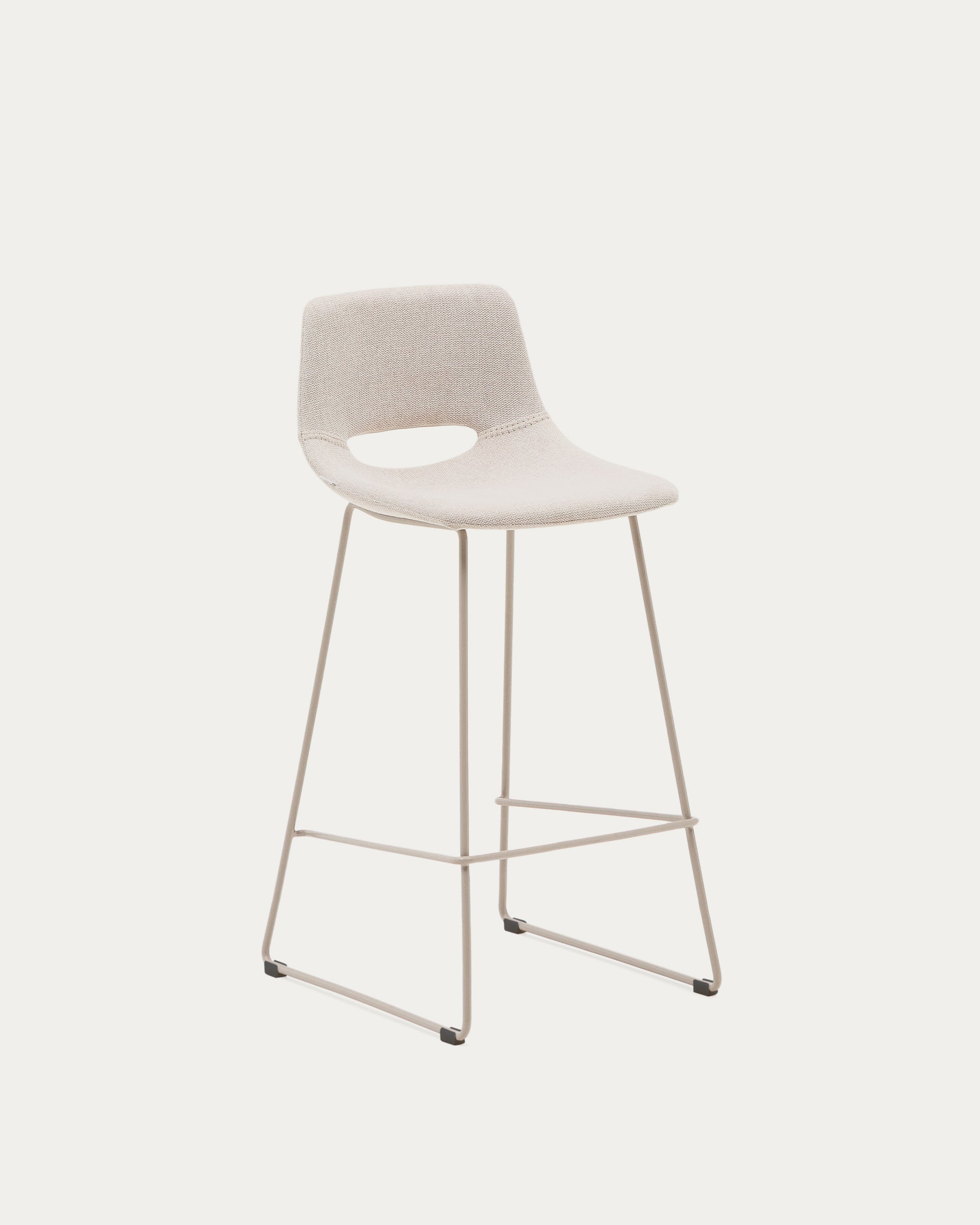 Zahara beige stool with steel in a beige finish, height 76 cm - Product View
