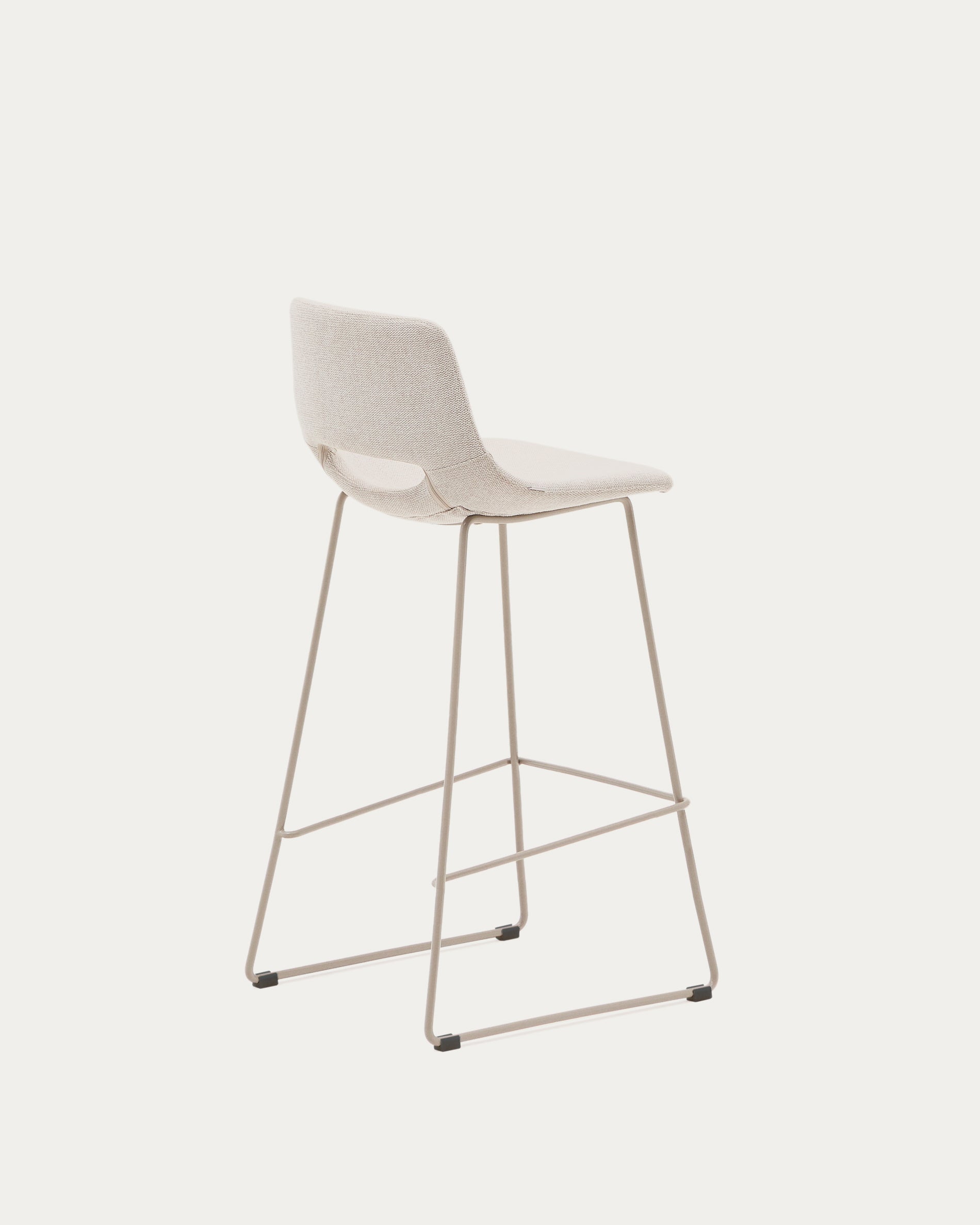 Zahara beige stool with steel in a beige finish, height 76 cm - Product View