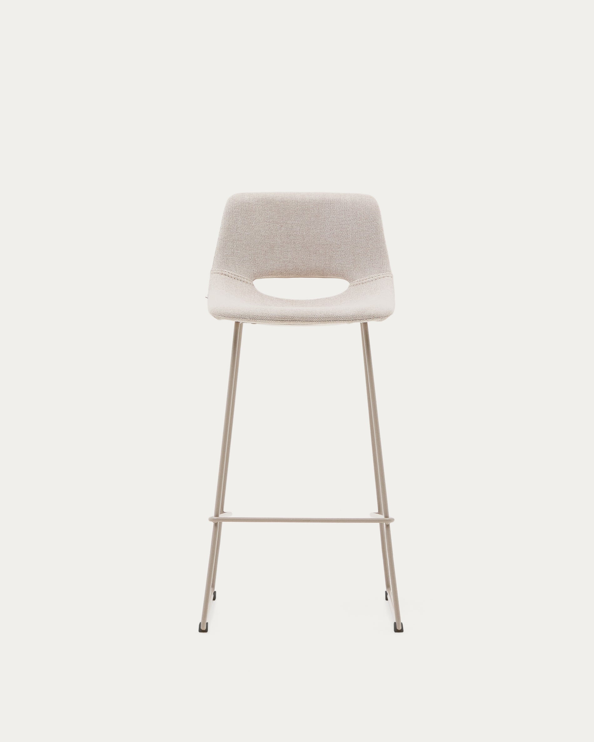 Zahara beige stool with steel in a beige finish, height 76 cm - Product View