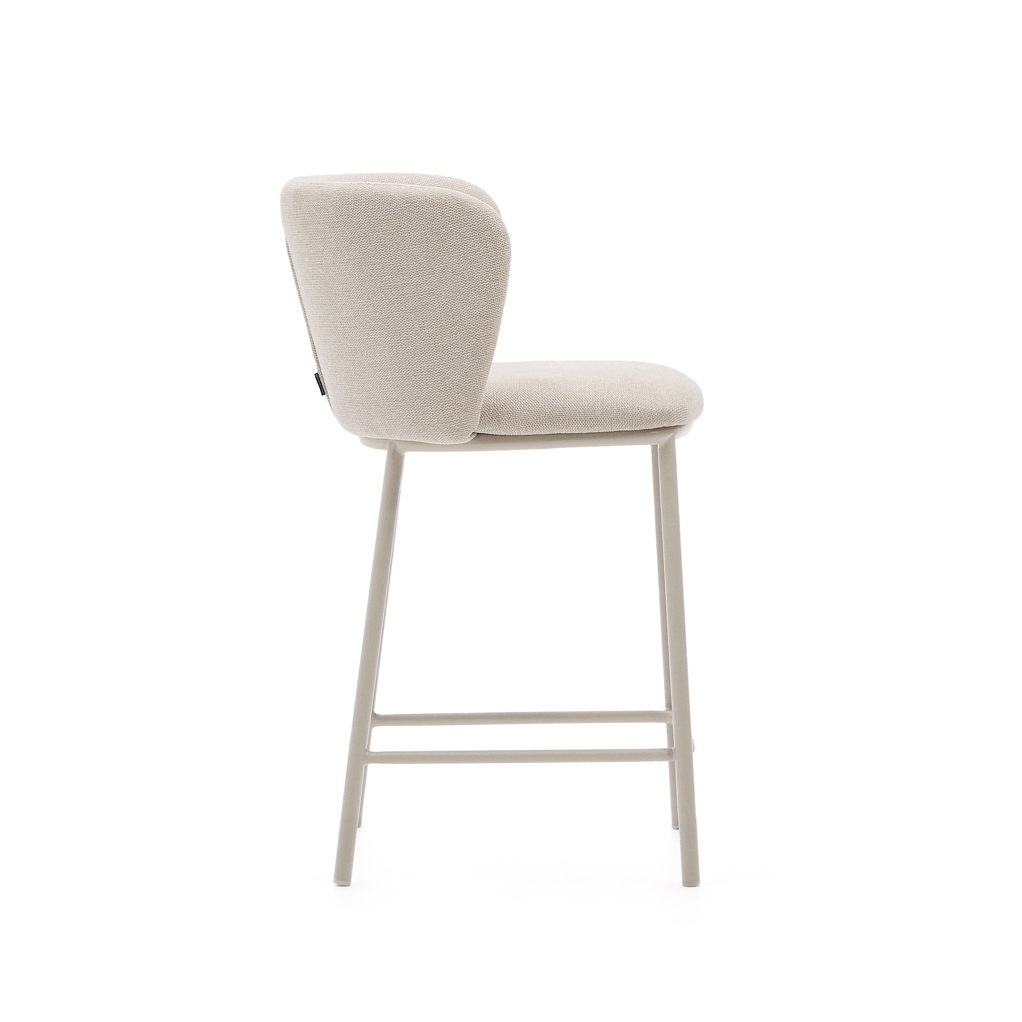 Ciselia stool in beige chenille and beige steel, height 65 cm, FSC Mix Credit - Product Image