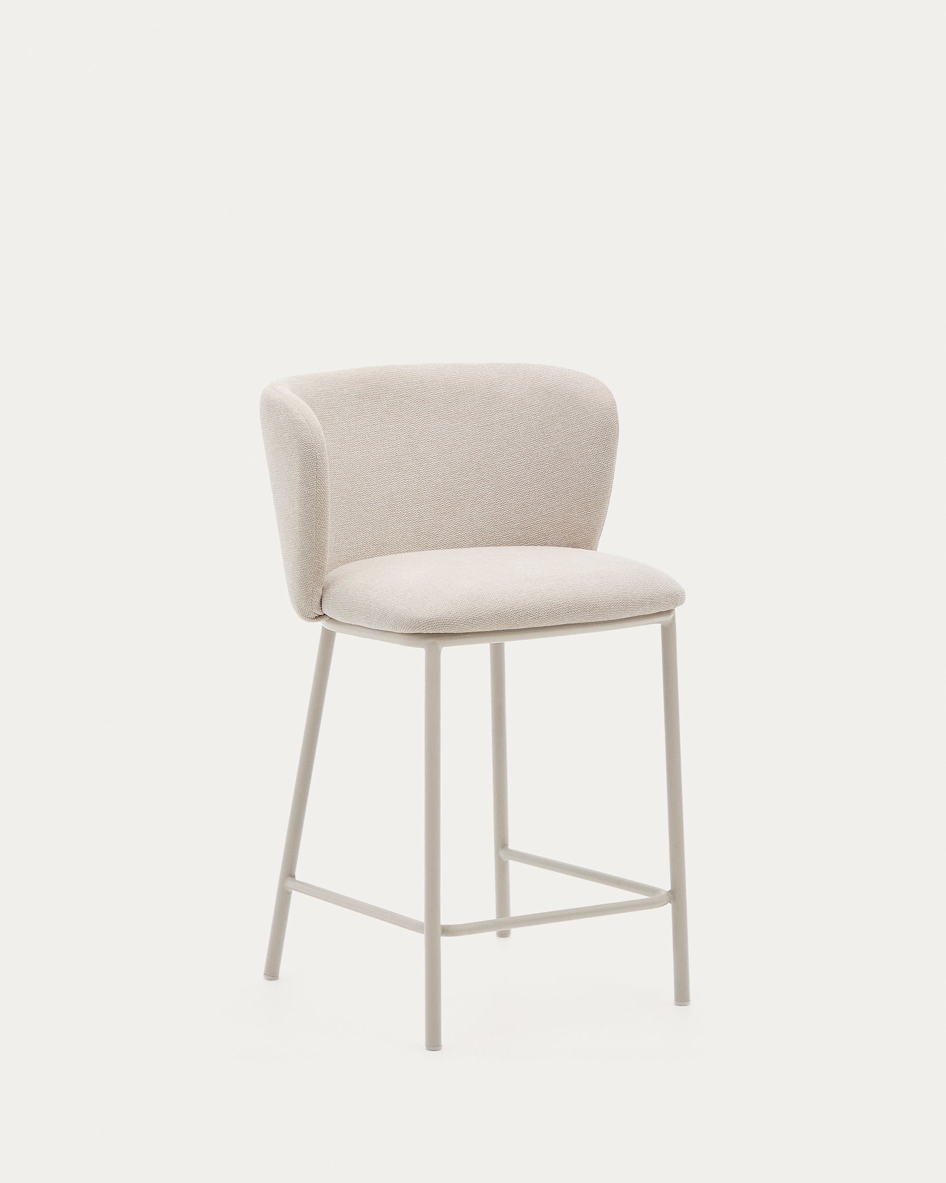 Ciselia stool in beige chenille and beige steel, height 65 cm, FSC Mix Credit - Product View