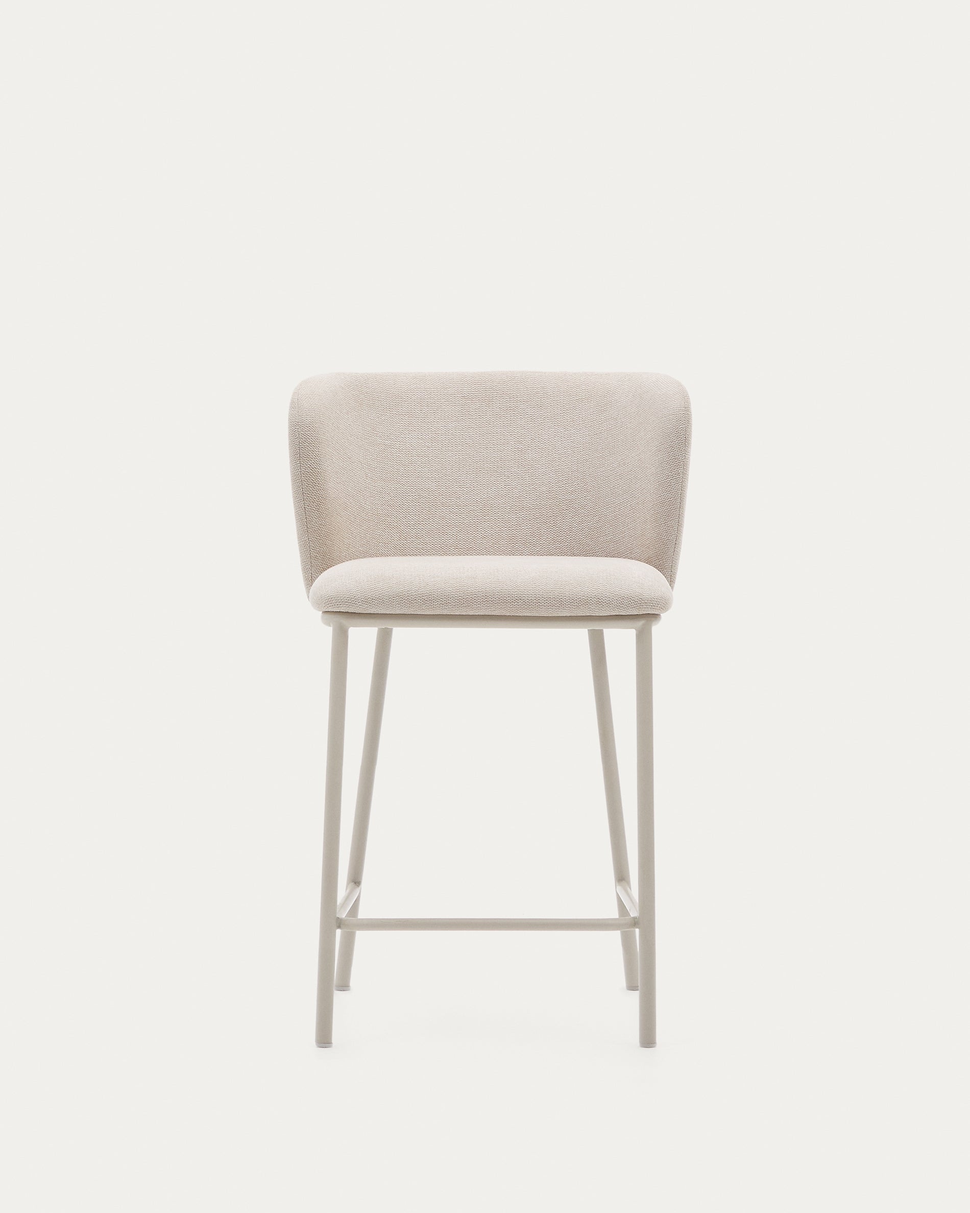 Ciselia stool in beige chenille and beige steel, height 65 cm, FSC Mix Credit - Product View