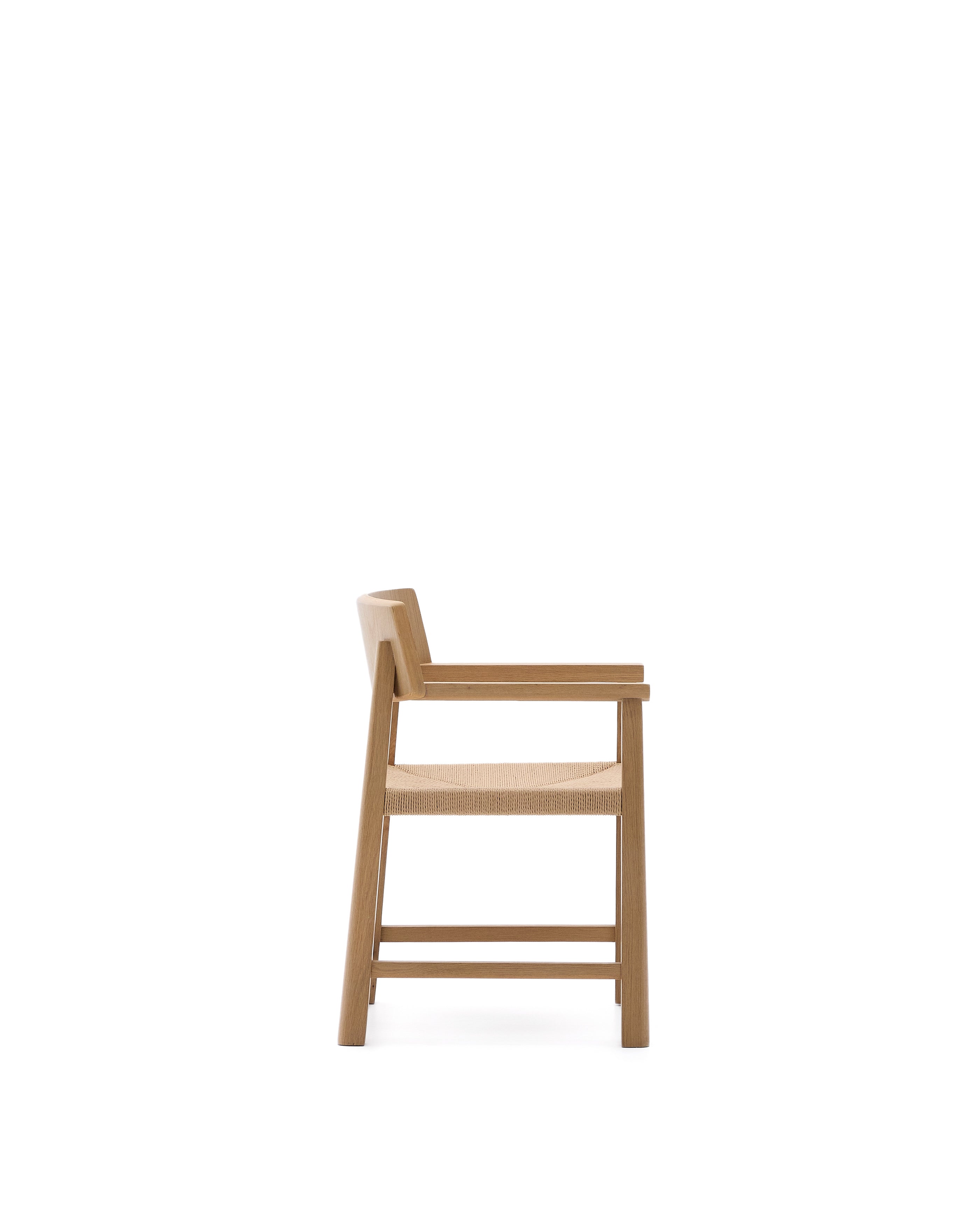 Idun chair made of FSC Mix Credit solid oak wood with natural tone finish and rope cord seat