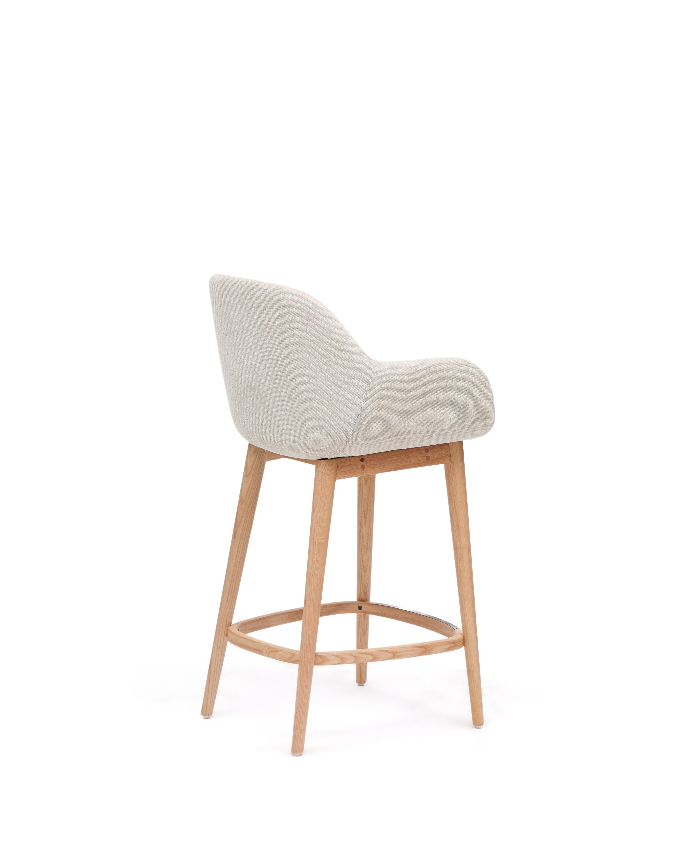 Konna stool in beige and solid ash wood legs in a light finish, 65 cm - Product Image