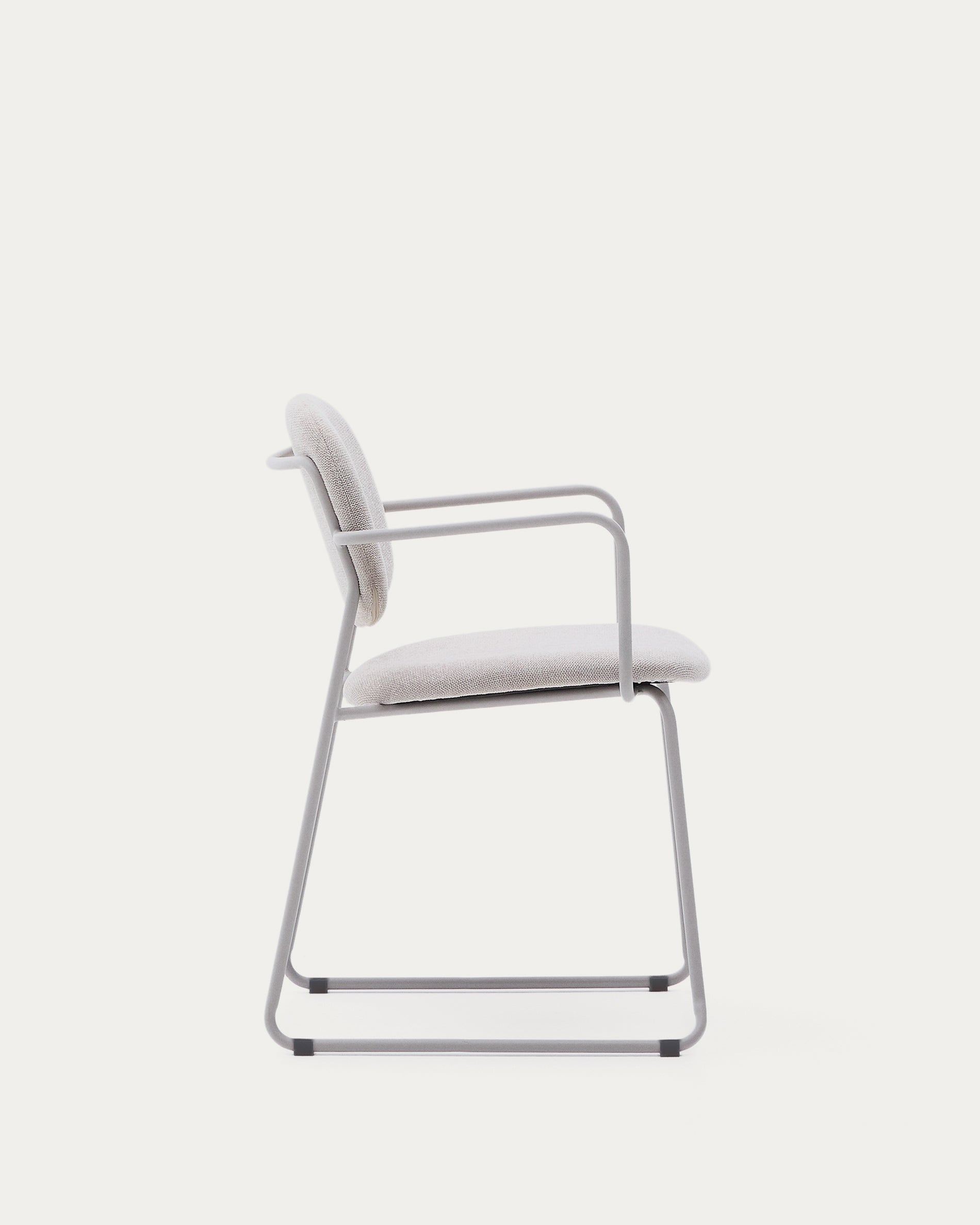 Meli chair in beige chenille with beige metal structure FSC Mix Credit - Product View