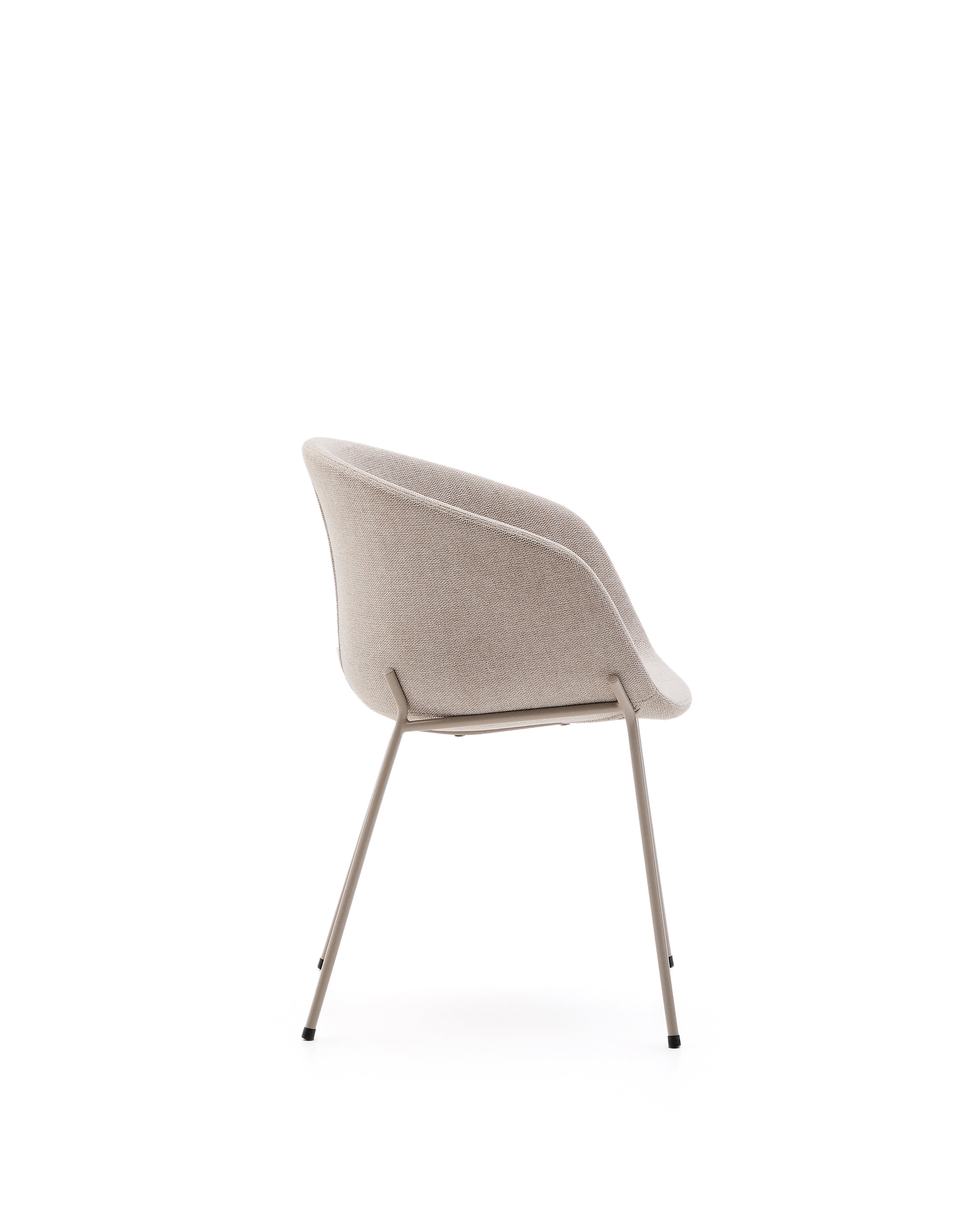 Yvette chair in beige chenille and steel legs in a beige finish - Product Image