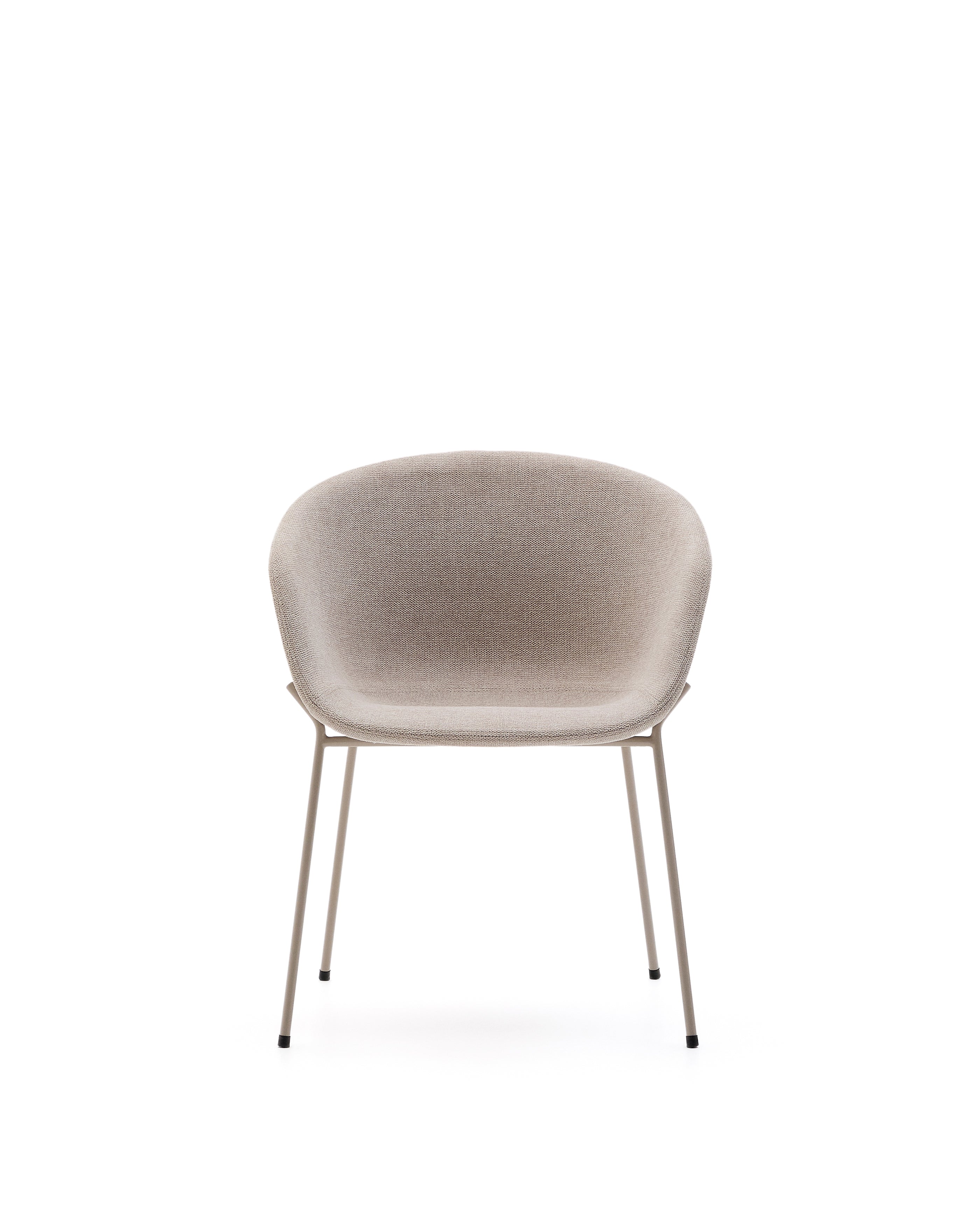 Yvette chair in beige chenille and steel legs in a beige finish - Product Image