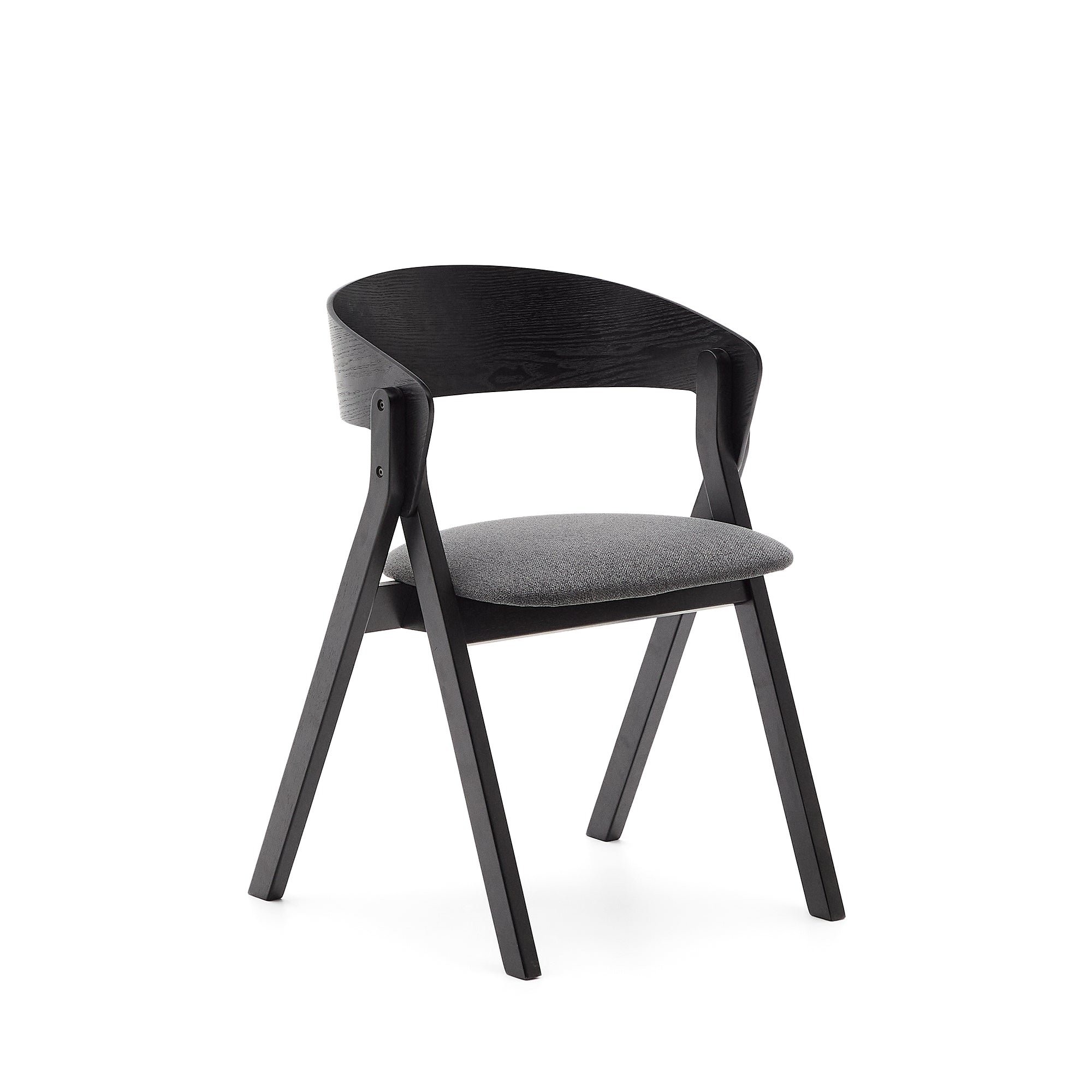 Godia chair in ash veneer with a black finish and grey chenille - Product Image