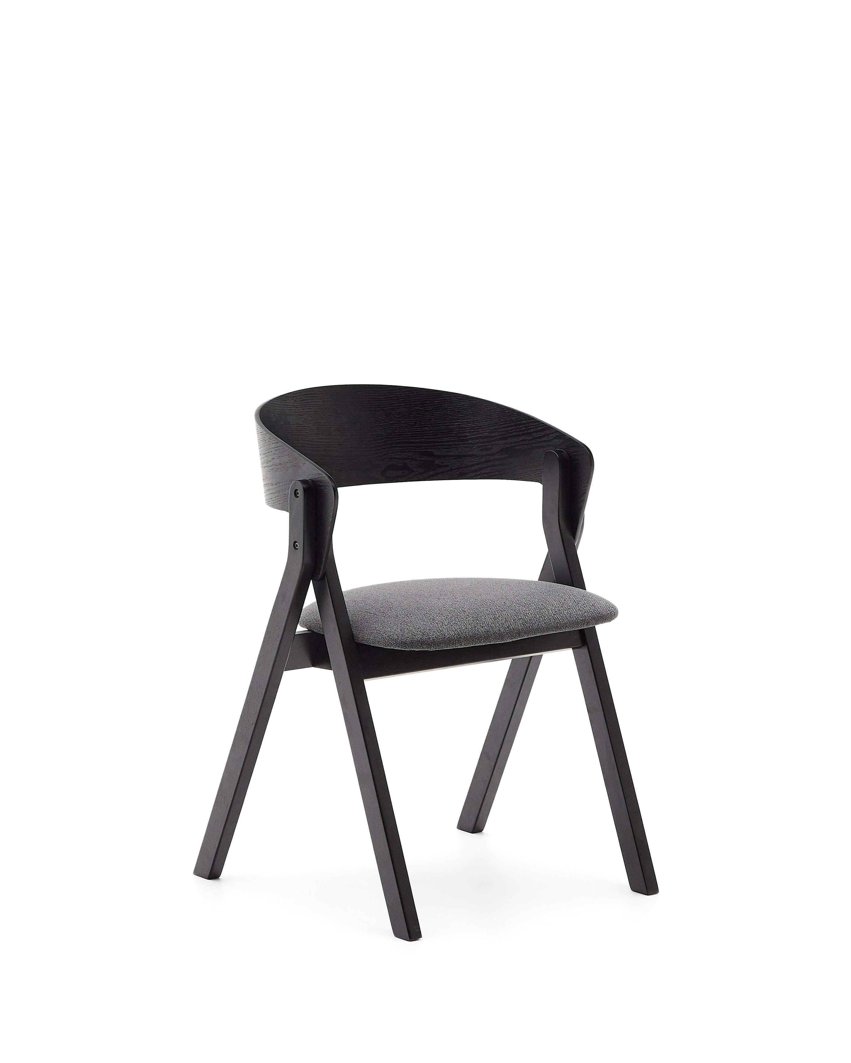 Godia chair in ash veneer with a black finish and grey chenille - Product Image