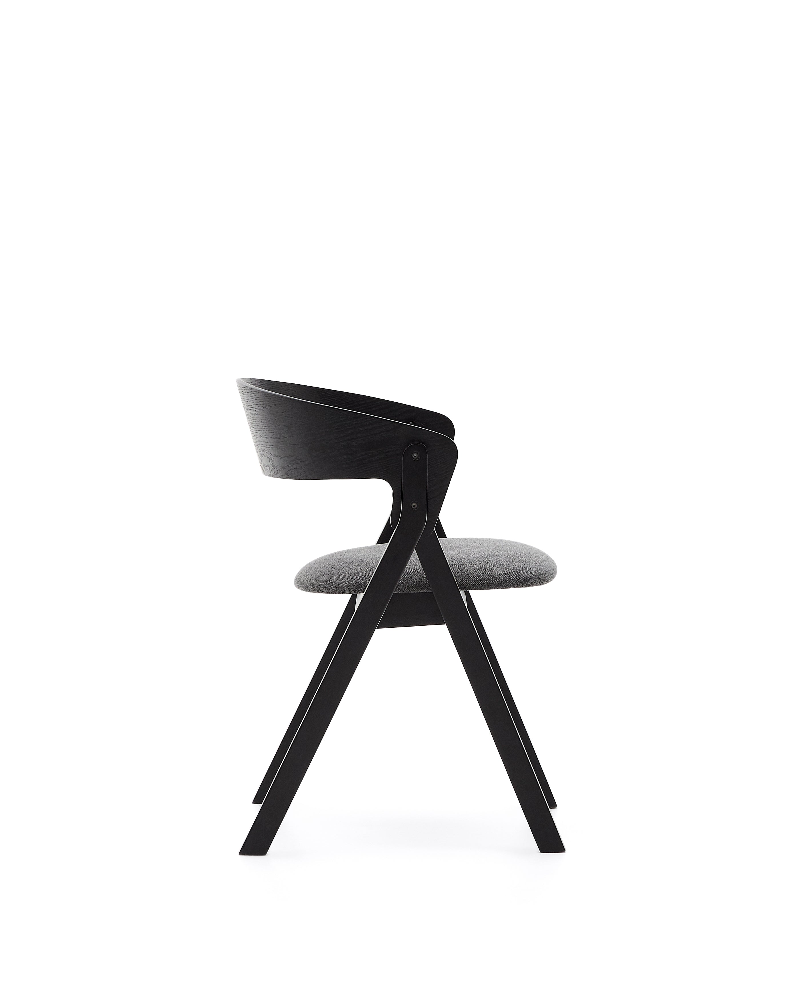 Godia chair in ash veneer with a black finish and grey chenille - Product Image