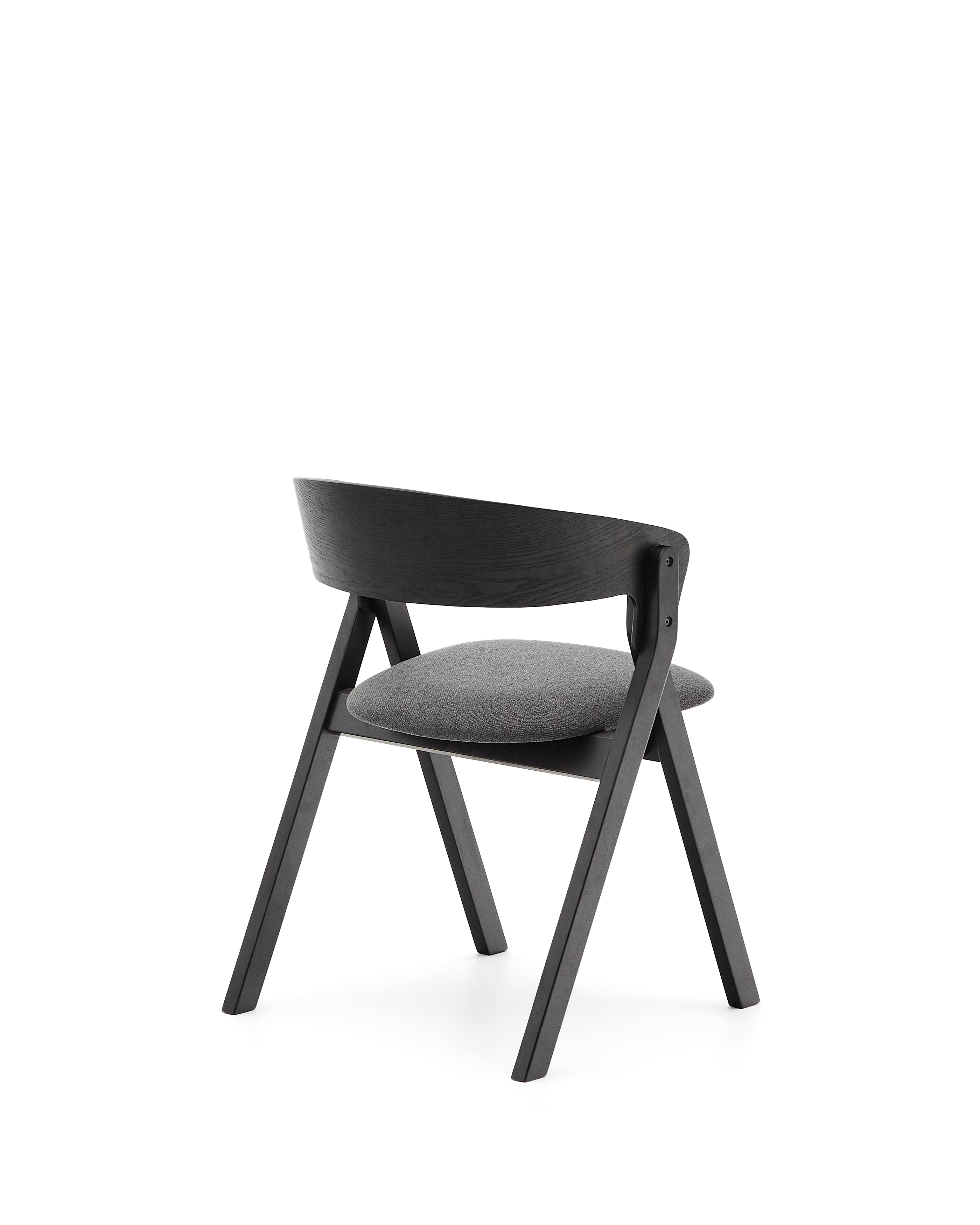 Godia chair in ash veneer with a black finish and grey chenille - Product Image