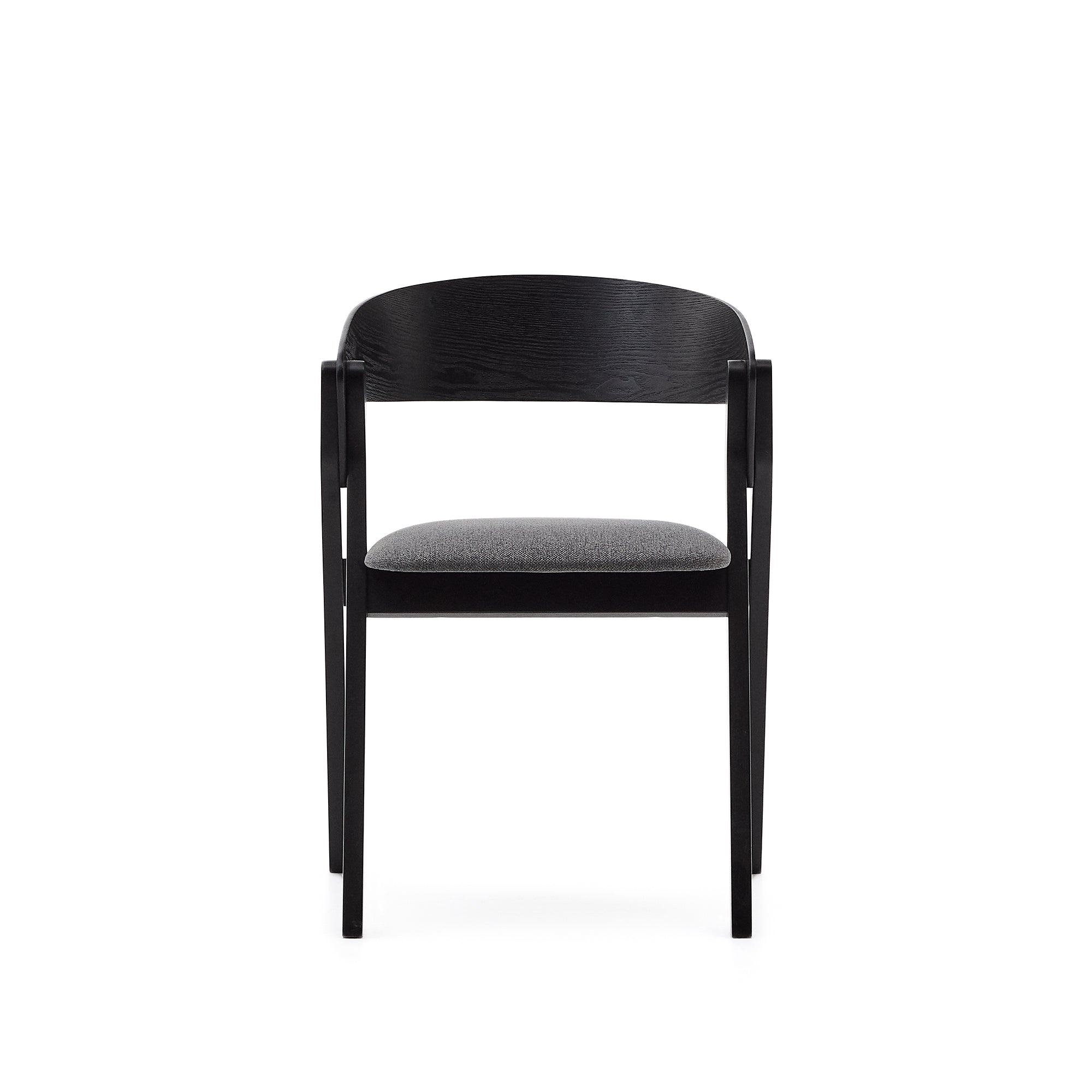 Godia chair in ash veneer with a black finish and grey chenille - Product Image