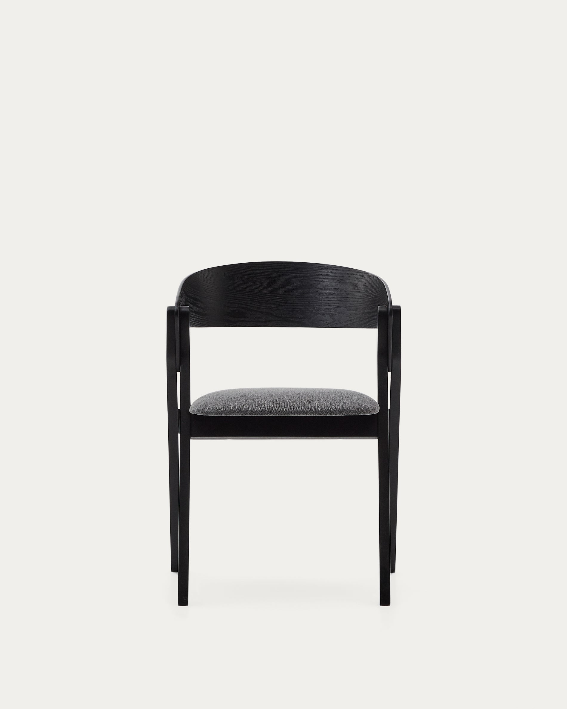 Godia chair in ash veneer with a black finish and grey chenille - Product View