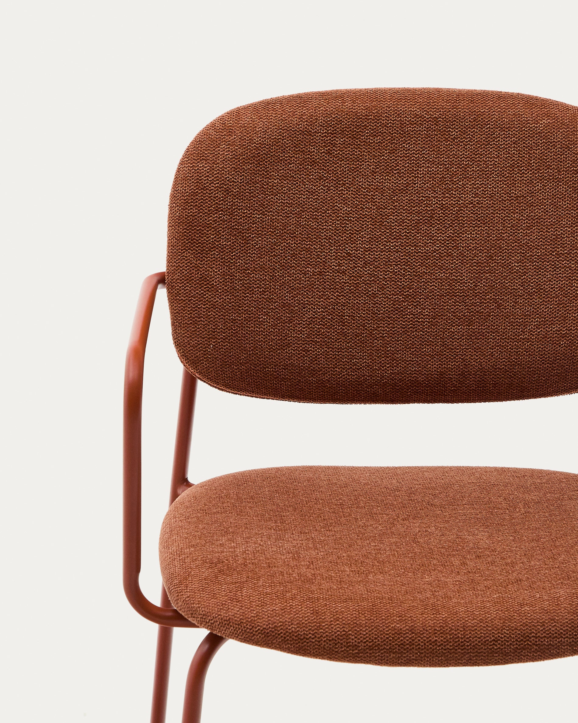 Meli chair in terracotta chenille with terracotta metal frame FSC Mix Credit - Detail
