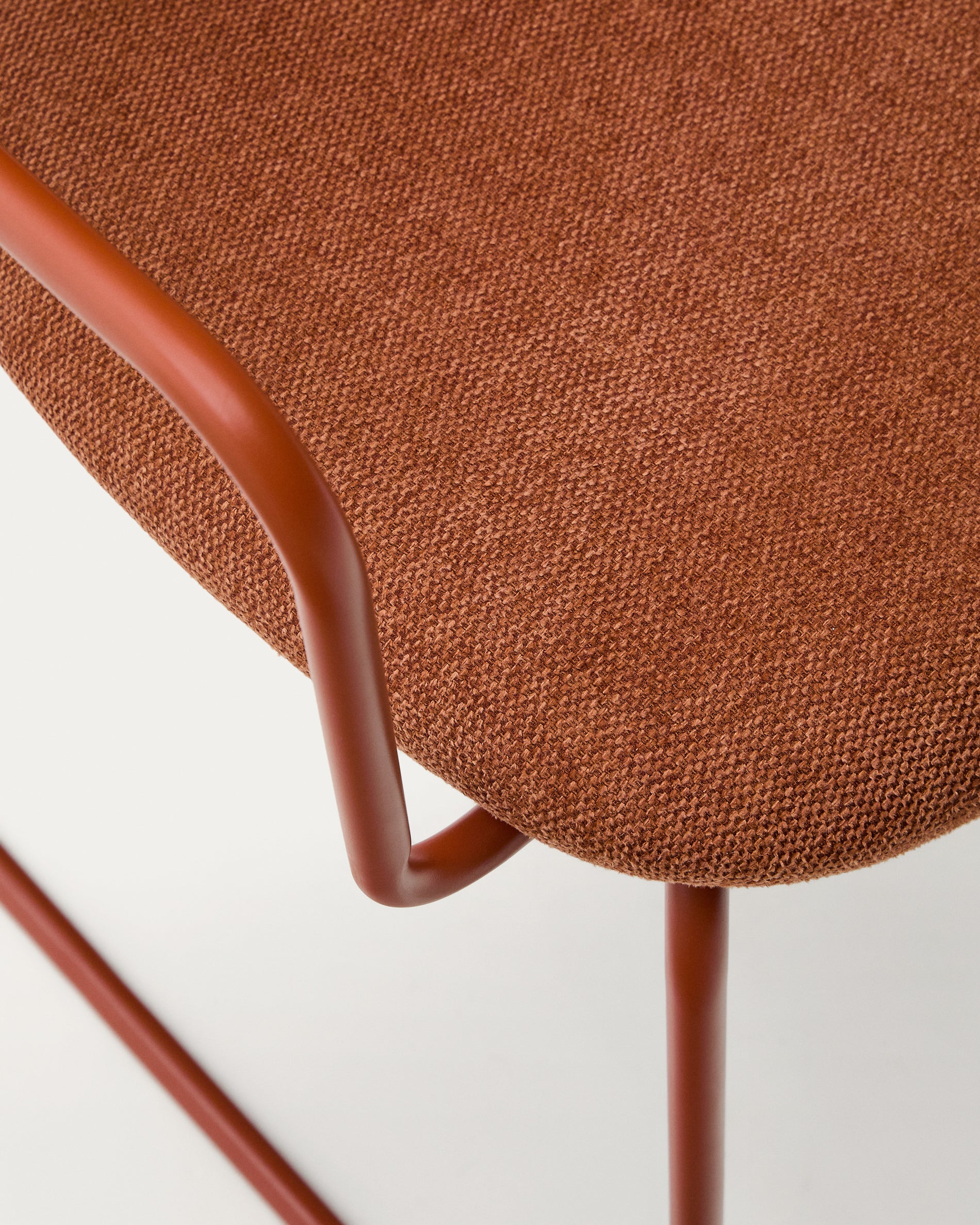 Meli chair in terracotta chenille with terracotta metal frame FSC Mix Credit - Detail