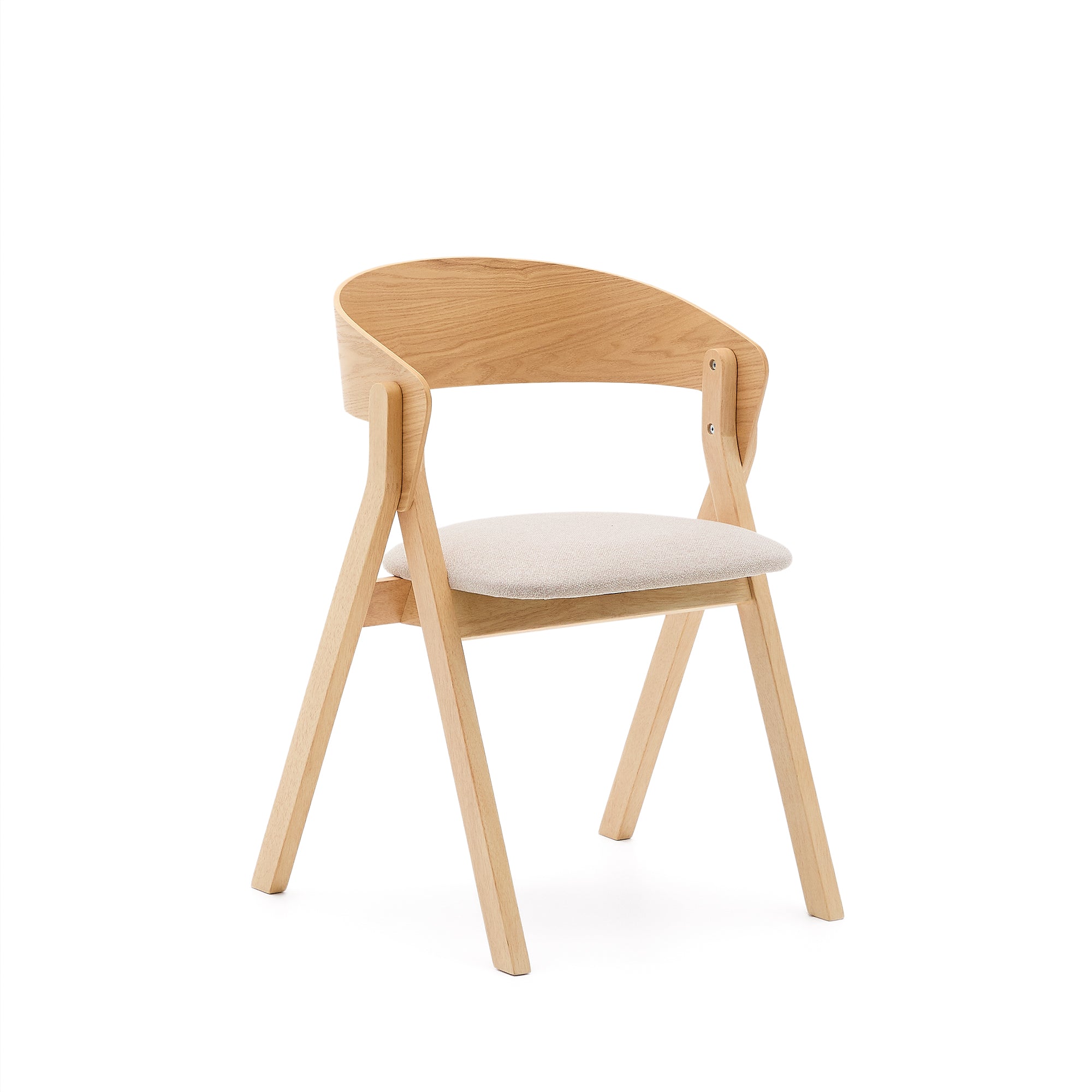 Godia chair in ash veneer with a natural finish and beige chenille - Product Image