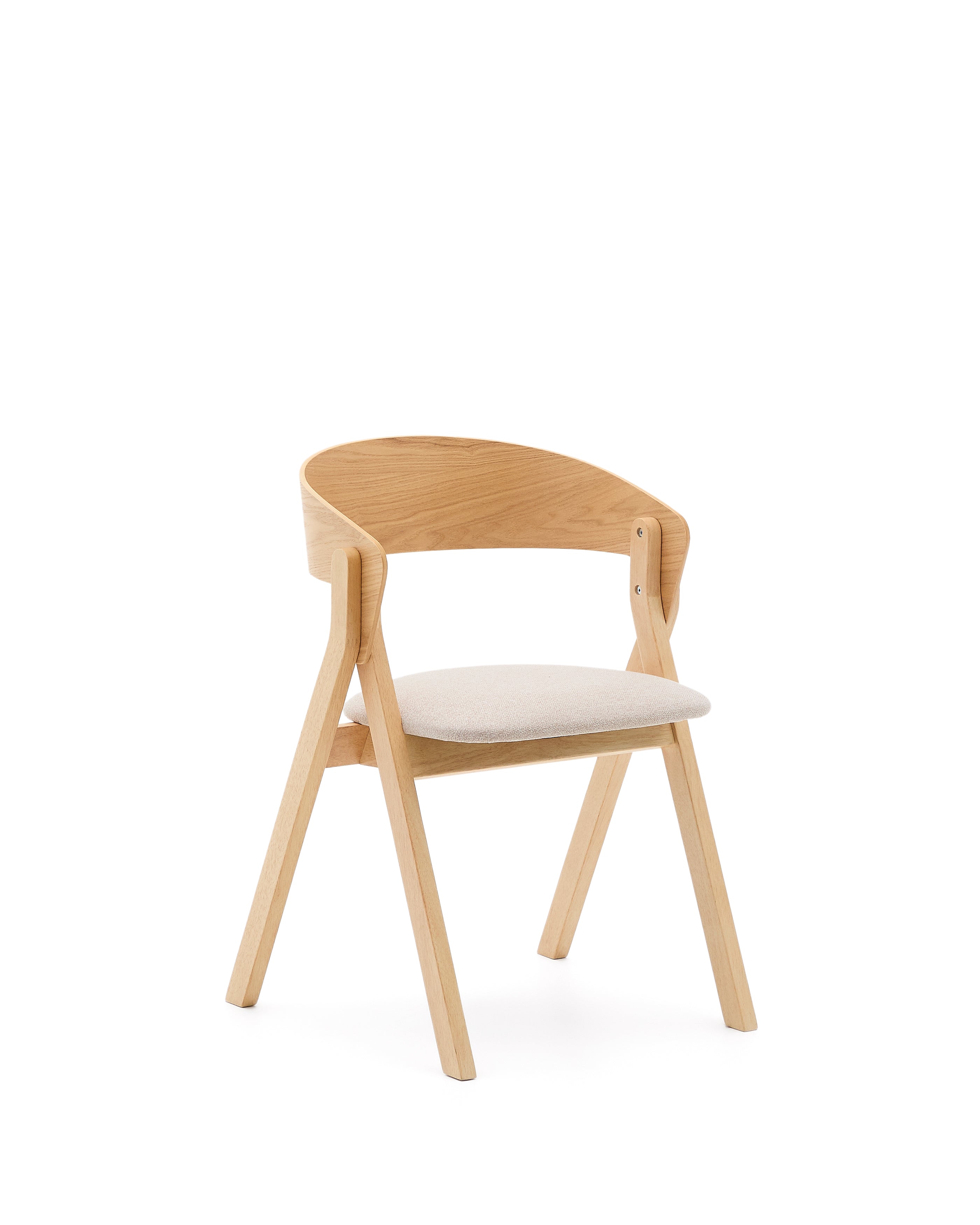 Godia chair in ash veneer with a natural finish and beige chenille - Product Image