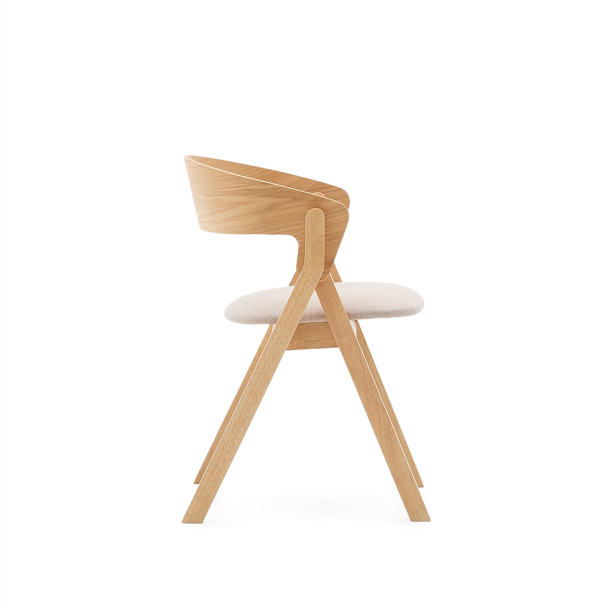 Godia chair in ash veneer with a natural finish and beige chenille - Product Image