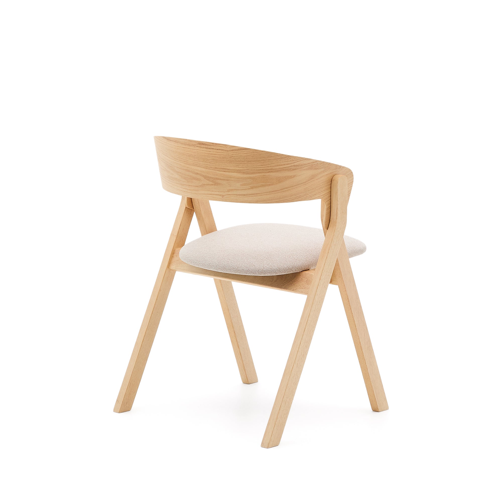 Godia chair in ash veneer with a natural finish and beige chenille - Product Image