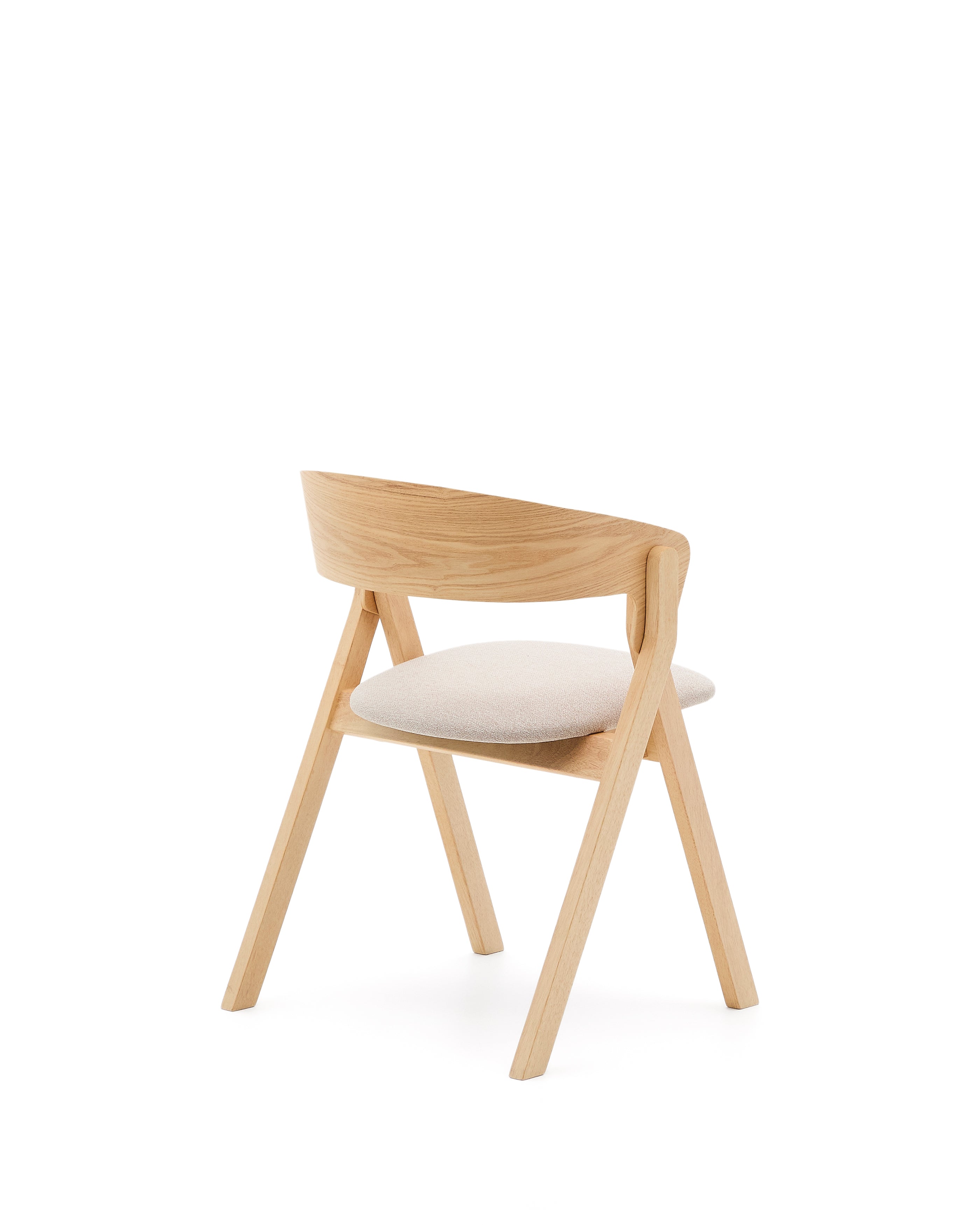 Godia chair in ash veneer with a natural finish and beige chenille - Product Image
