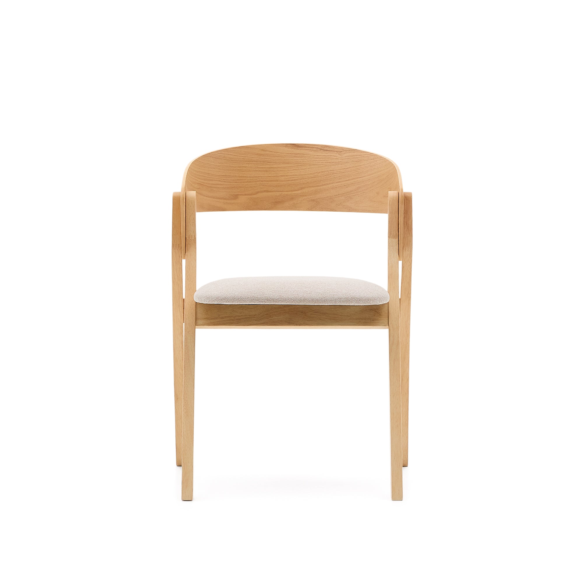 Godia chair in ash veneer with a natural finish and beige chenille - Product Image